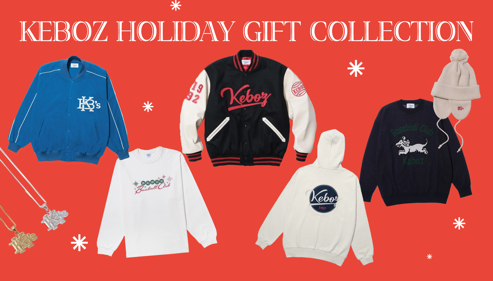 KEBOZ HALF ZIP SWEAT VARSITY JACKET 24FW