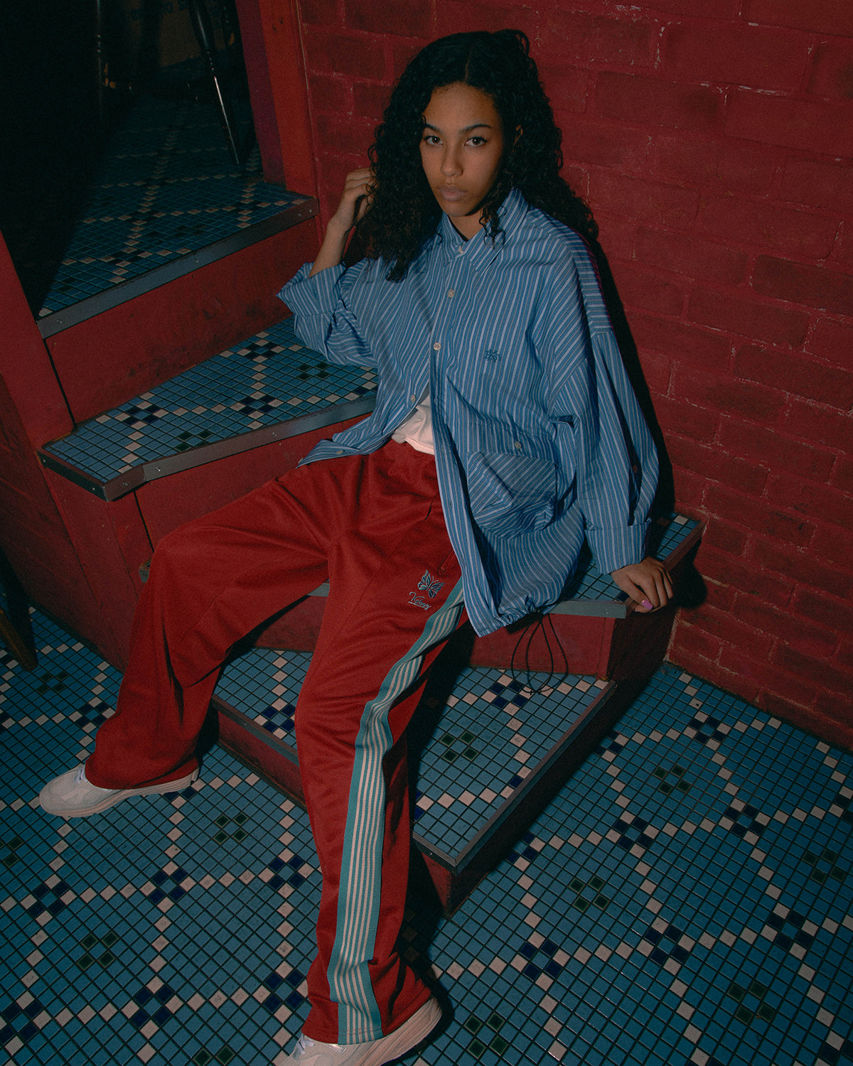 NEEDLES × KEBOZ TRACK PANTS REGULAR FIT