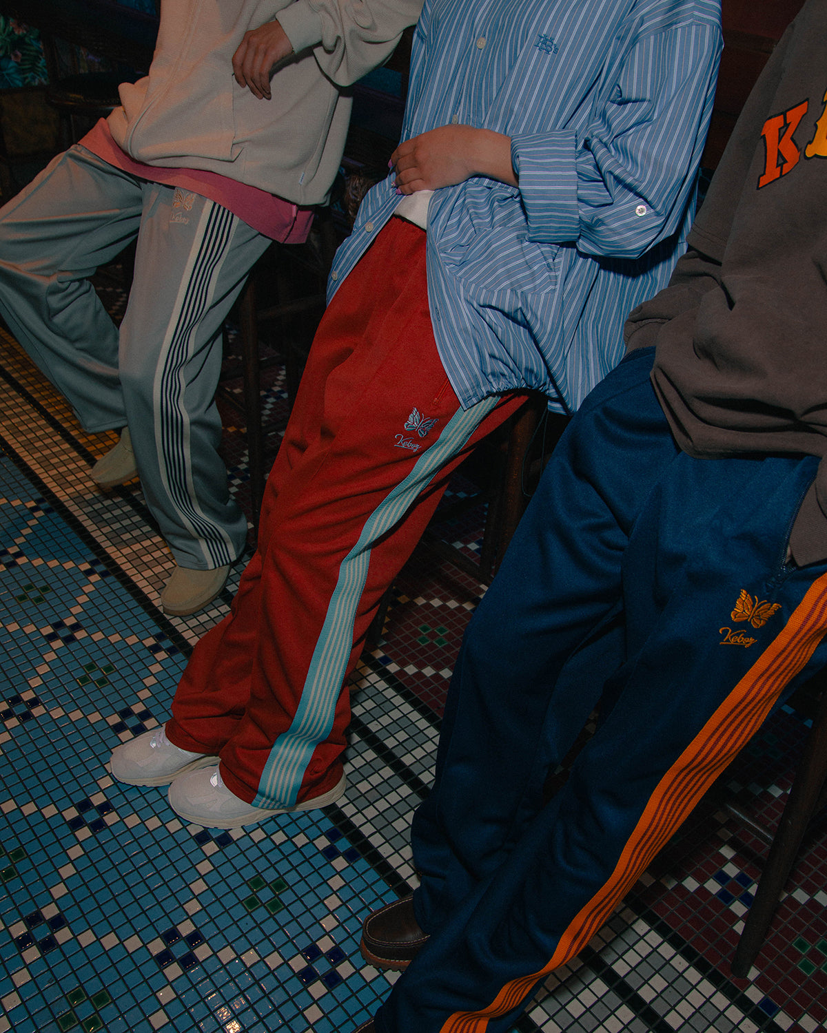 NEEDLES × KEBOZ TRACK PANTS REGULAR FIT