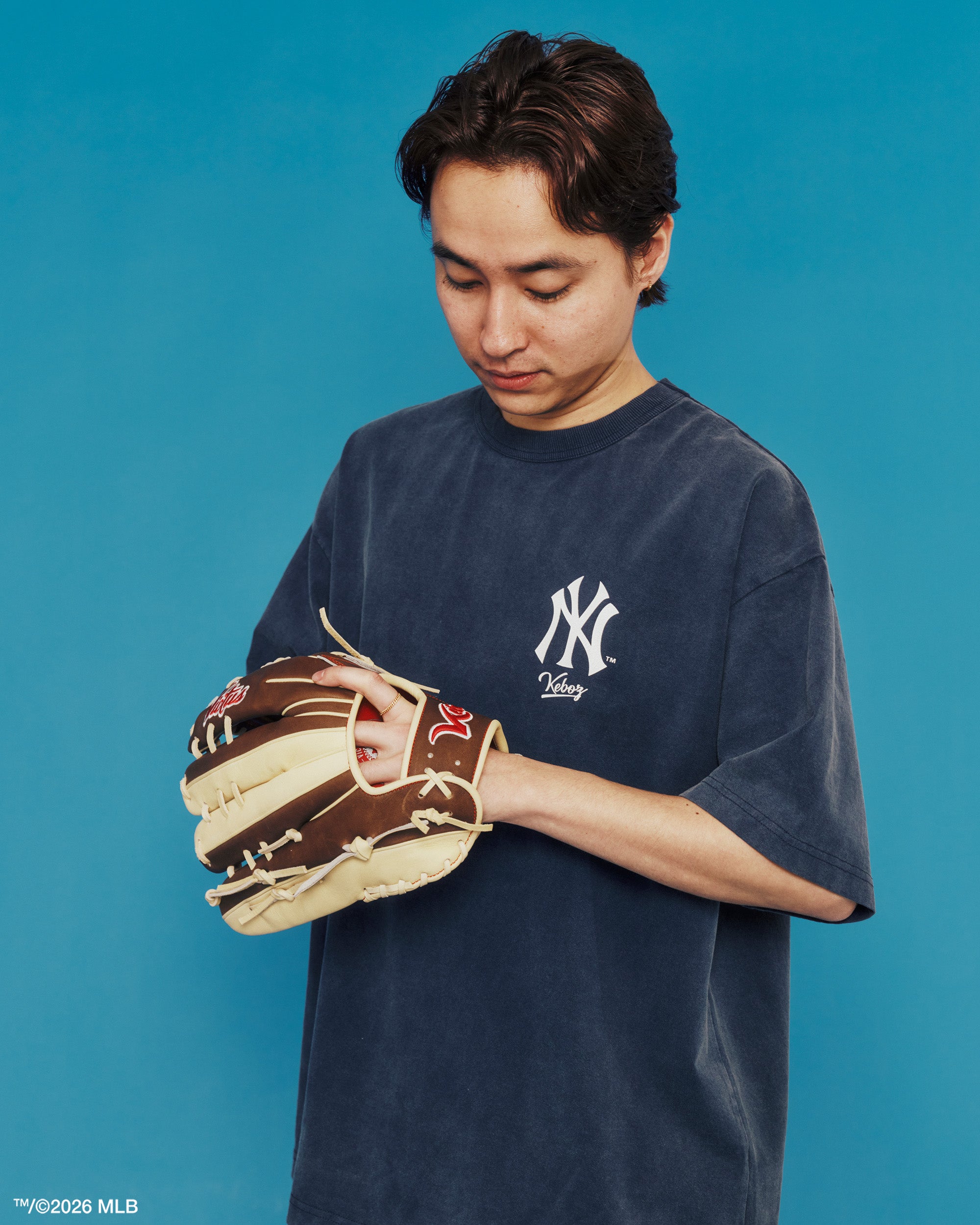 KEBOZ × MLB NEW YORK YANKEES LOGO WASHED S/S TEE
