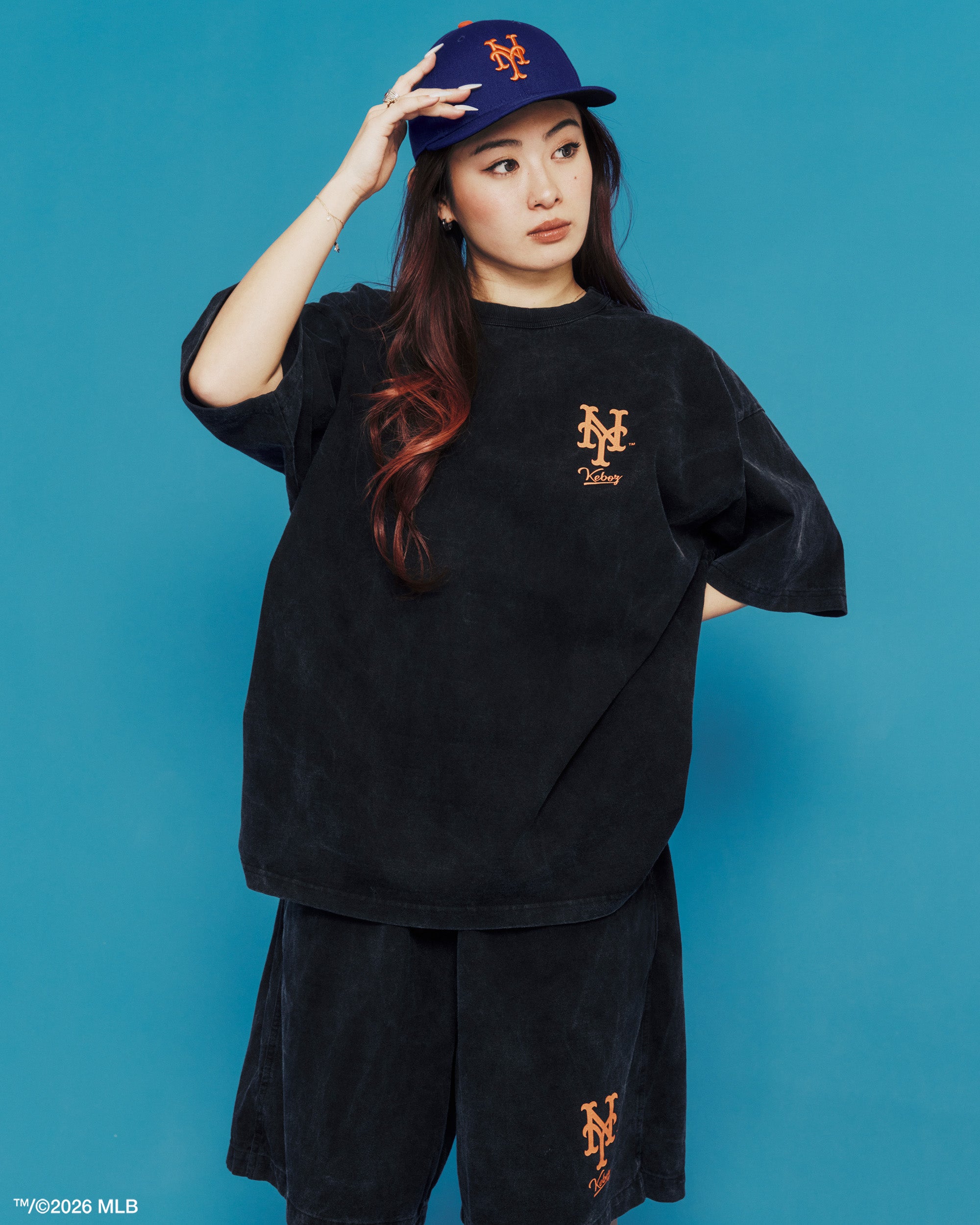 KEBOZ × MLB NEW YORK METS LOGO WASHED S/S TEE