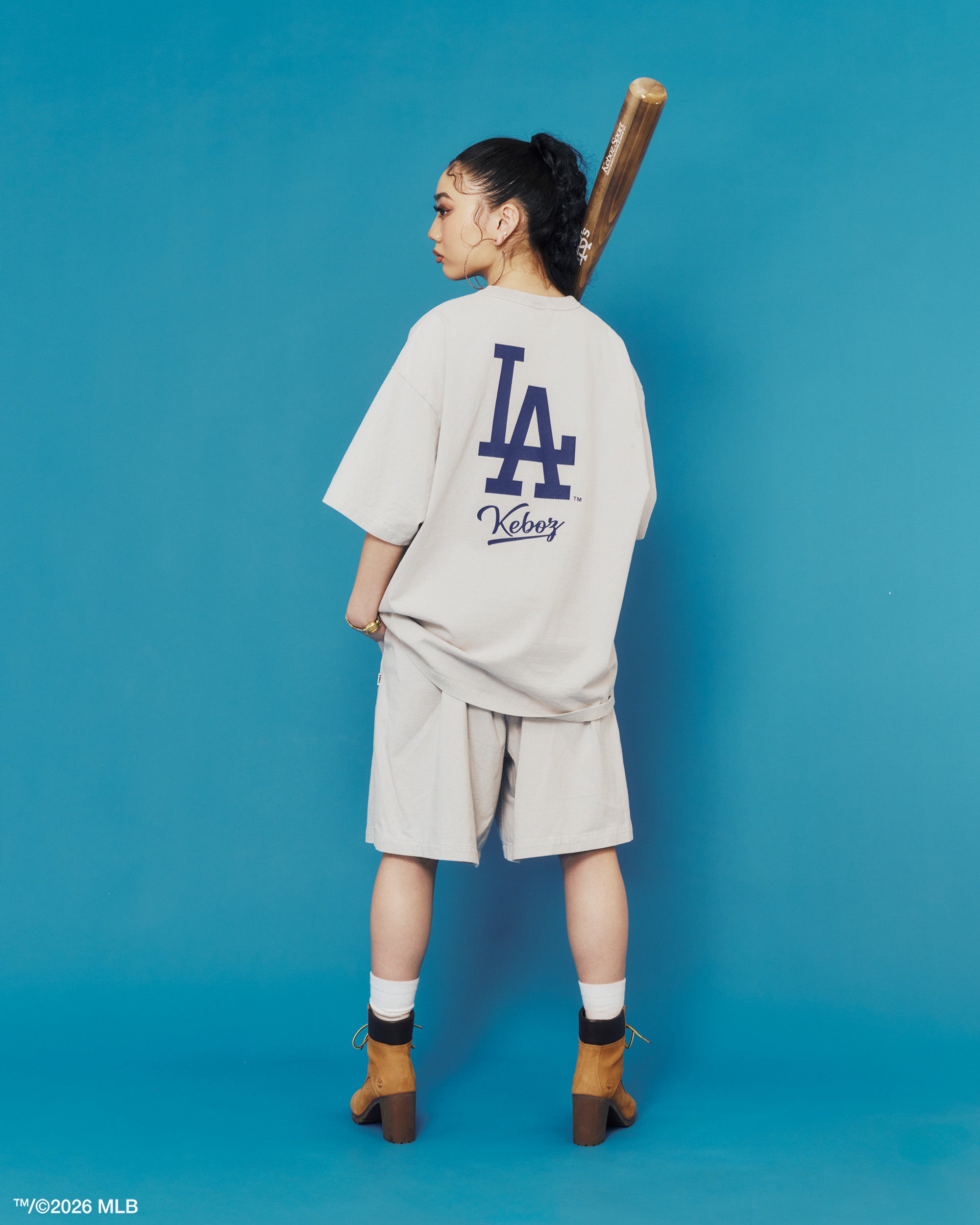 KEBOZ × MLB LOS ANGELES DODGERS LOGO WASHED TENJIKU SHORTS