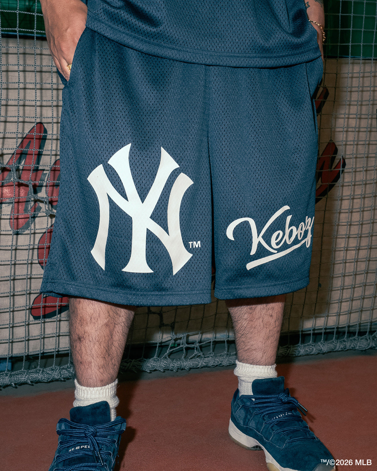 KEBOZ × MLB NEW YORK YANKEES MESH SHORTS