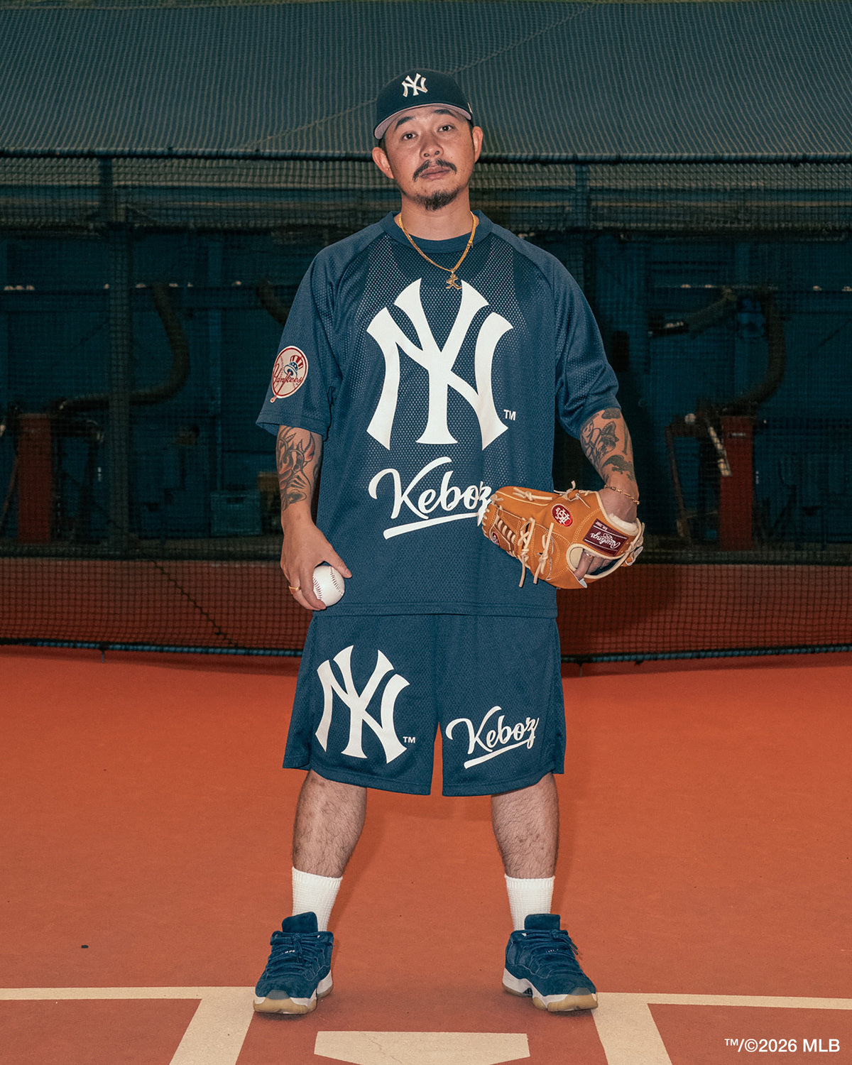 KEBOZ × MLB NEW YORK YANKEES MESH SHORTS