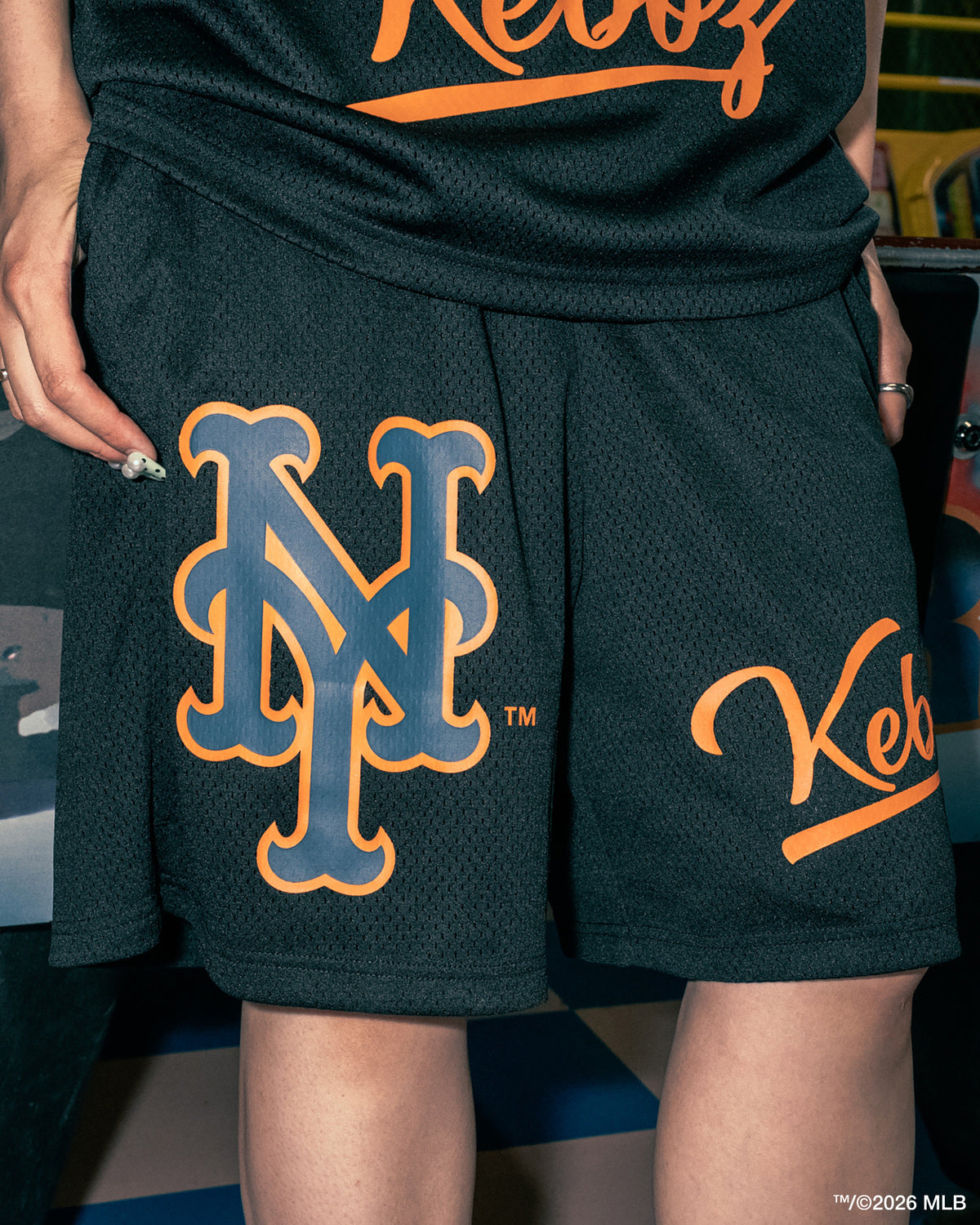 KEBOZ × MLB NEW YORK METS MESH SHORTS