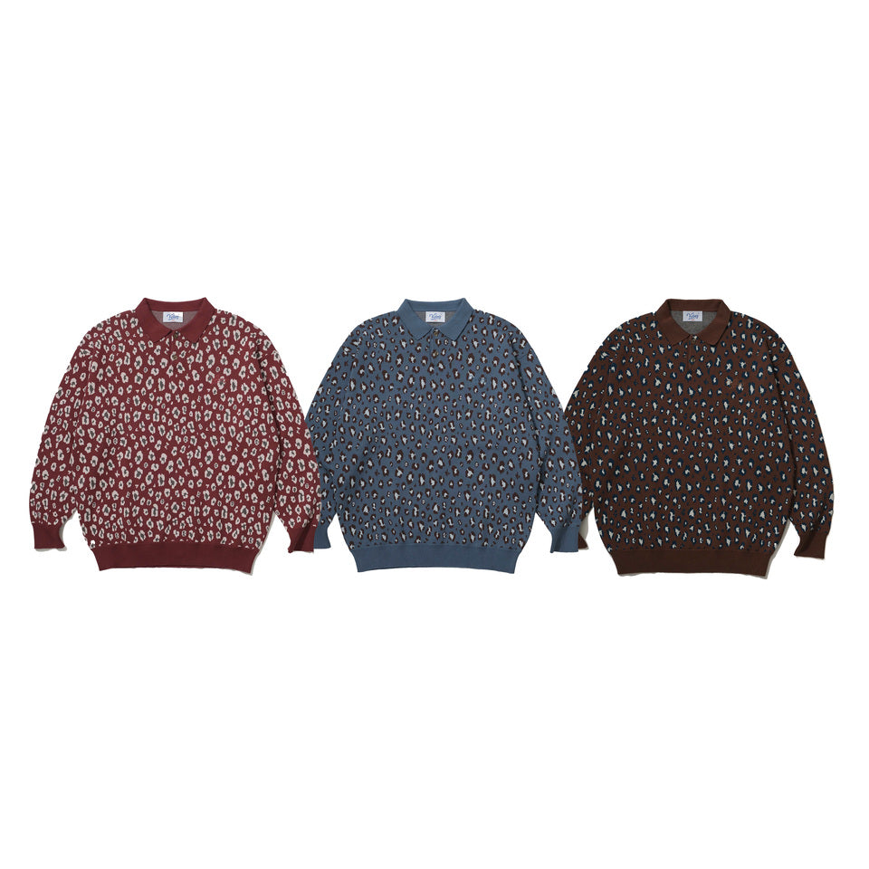 LEOPARD KNIT L/S POLO