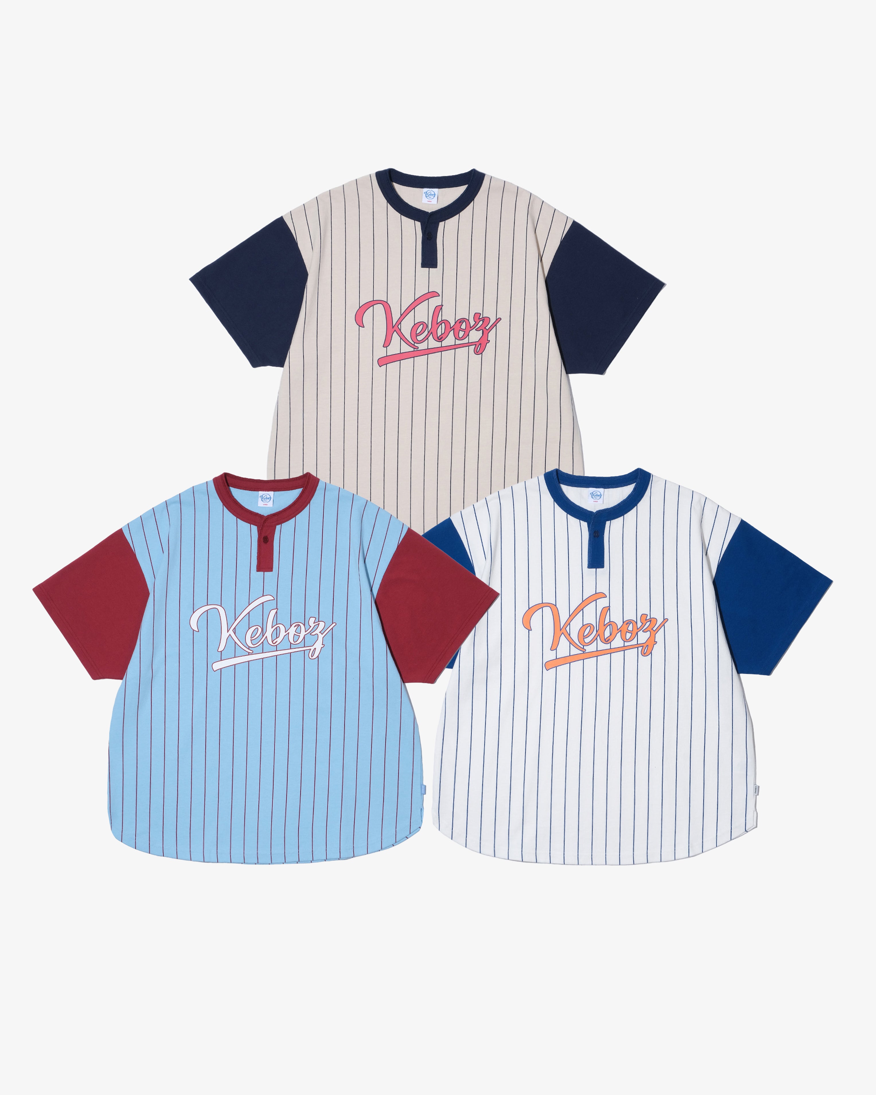 STRIPE HENLEY NECK S/S TEE