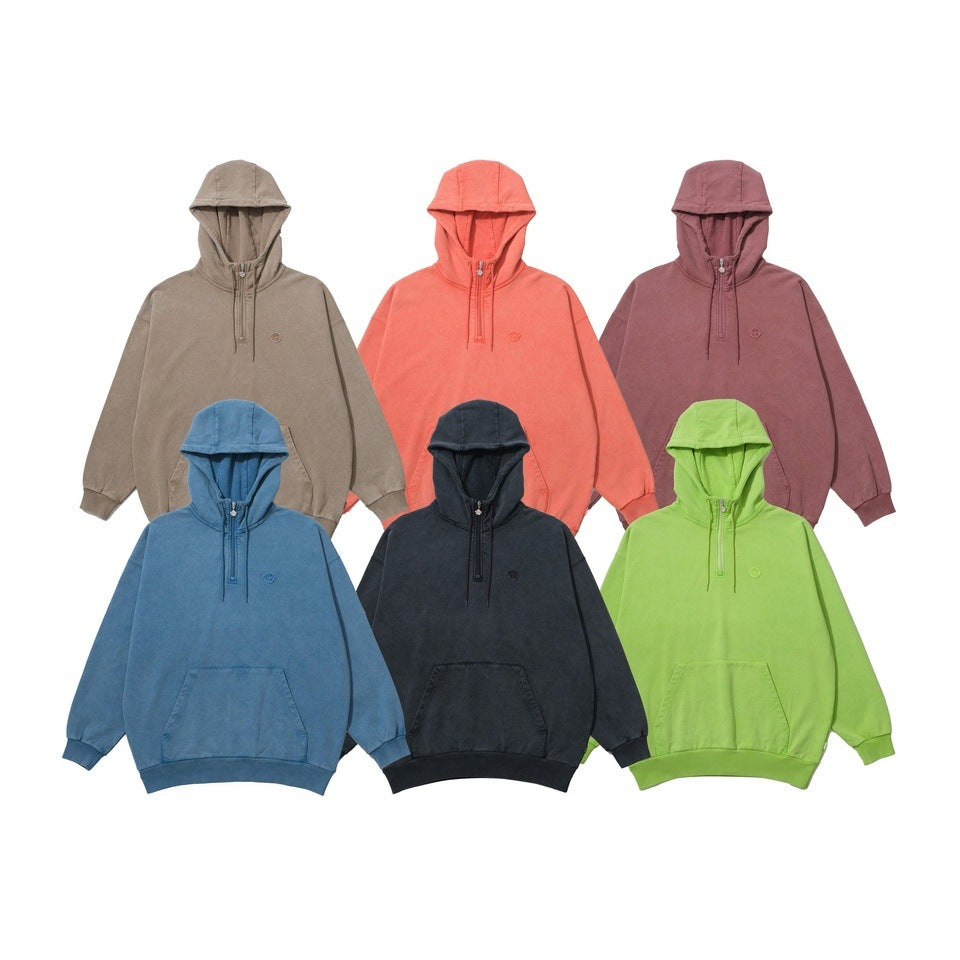 GARMENT DYE SWEAT HALF ZIP HOODIE