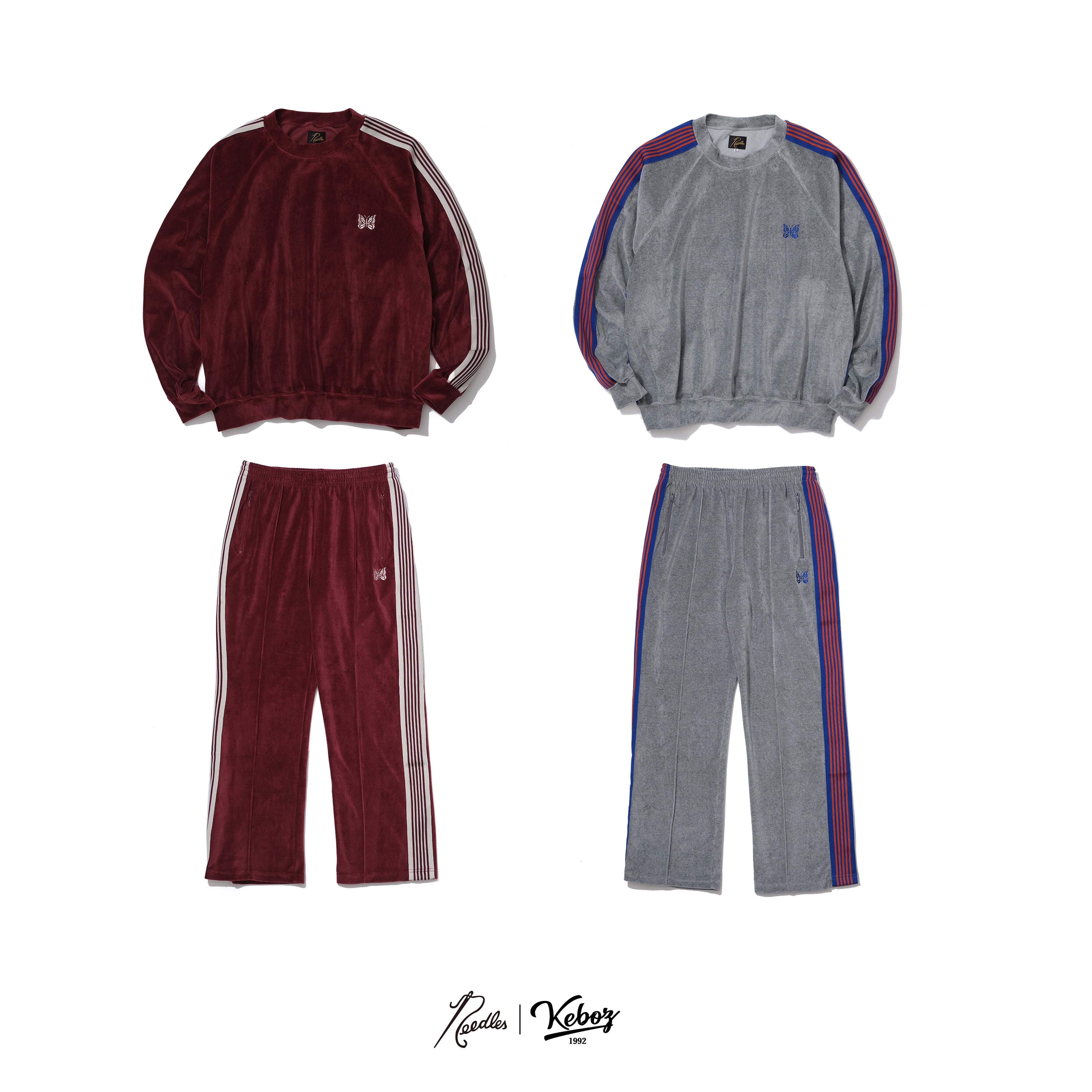 KEBOZ EXCLUSIVE NEEDLES VELOR TRACK CREW NECK SHIRT