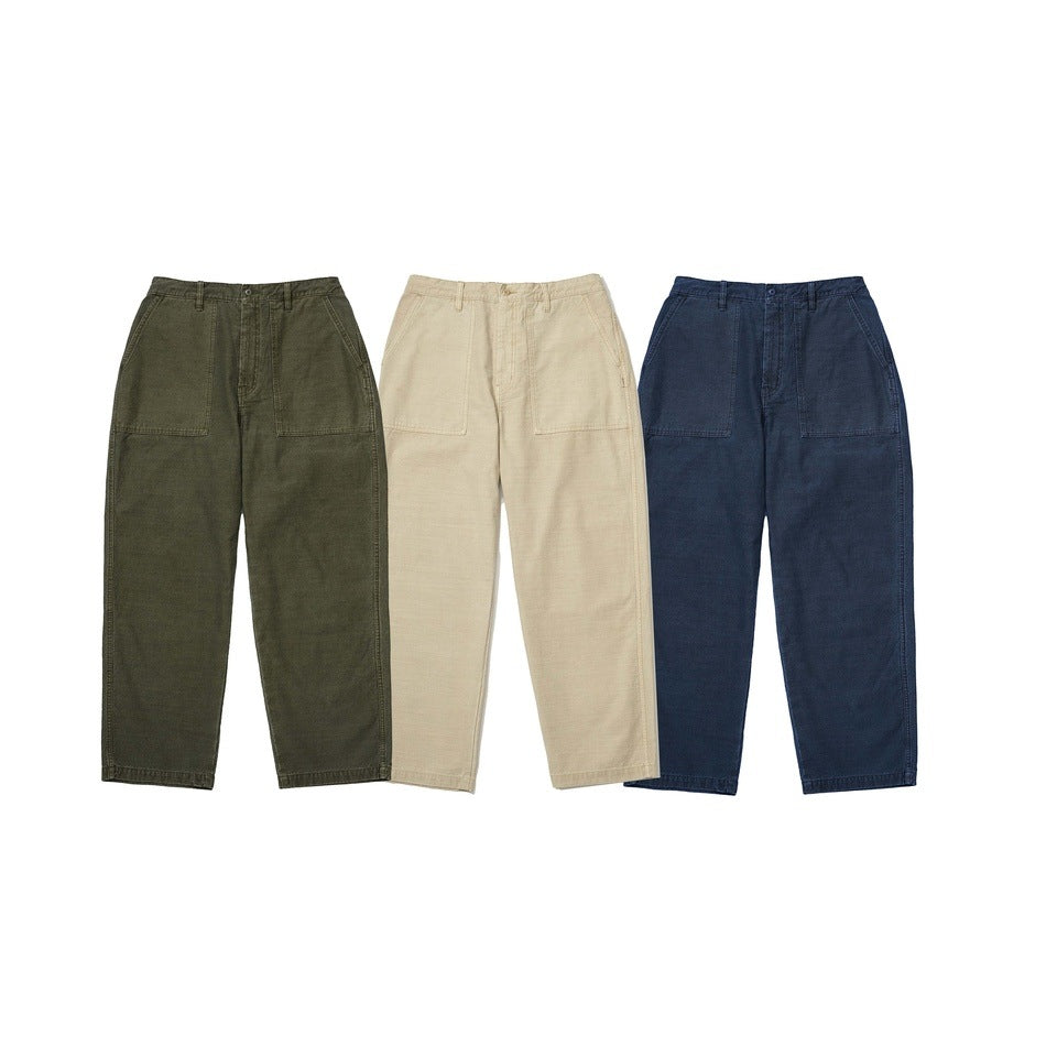 BACK SATIN GARMENT DYED BAKER PANTS