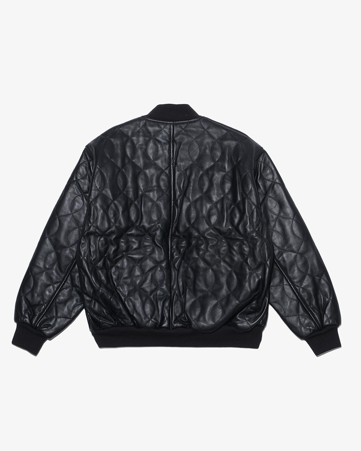 BALL QUILTING LEATHER VARSITY JACKET