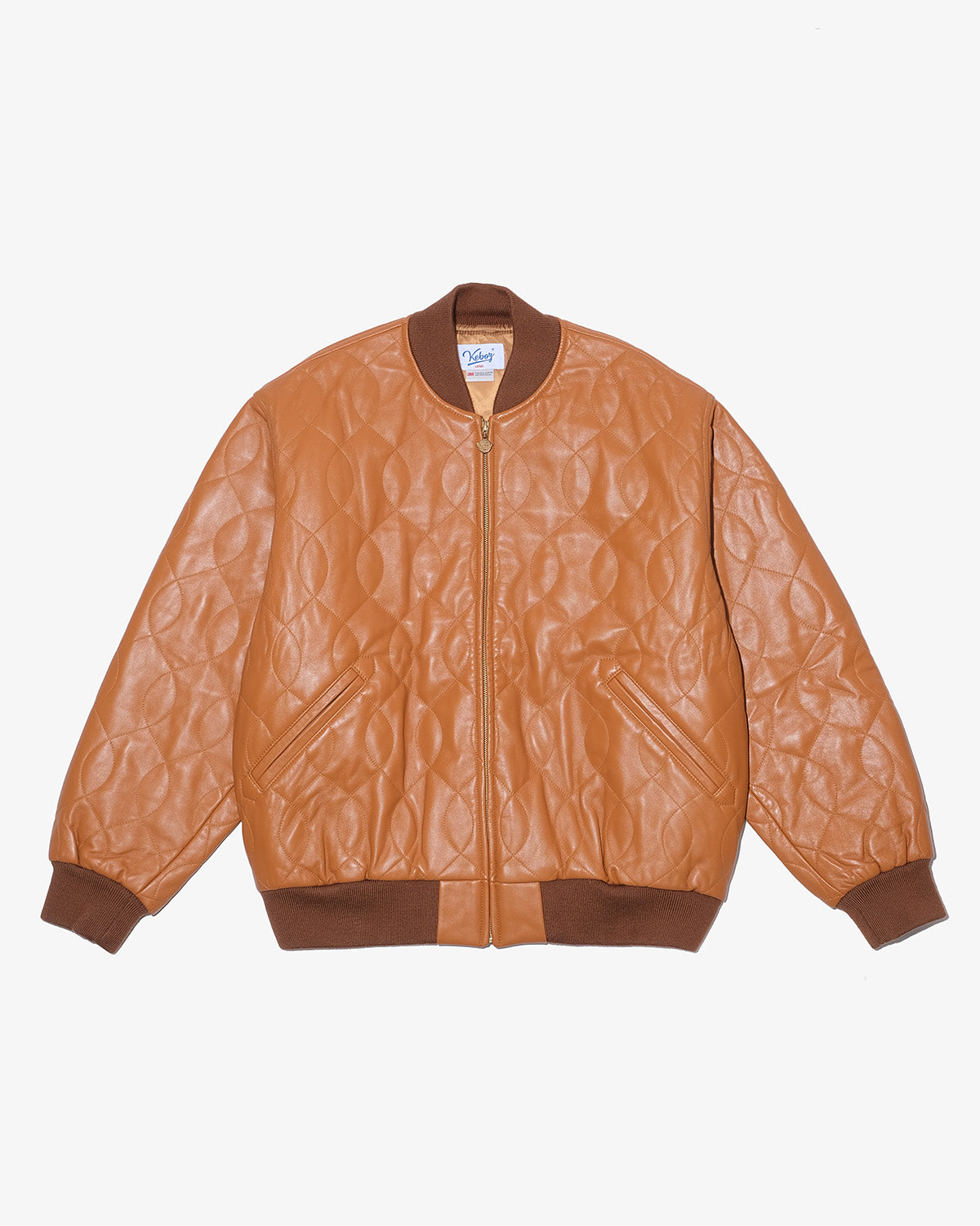 BALL QUILTING LEATHER VARSITY JACKET