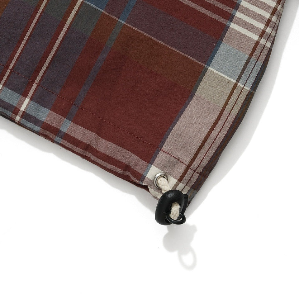 CHECK HALF ZIP-UP HOODED SHIRT