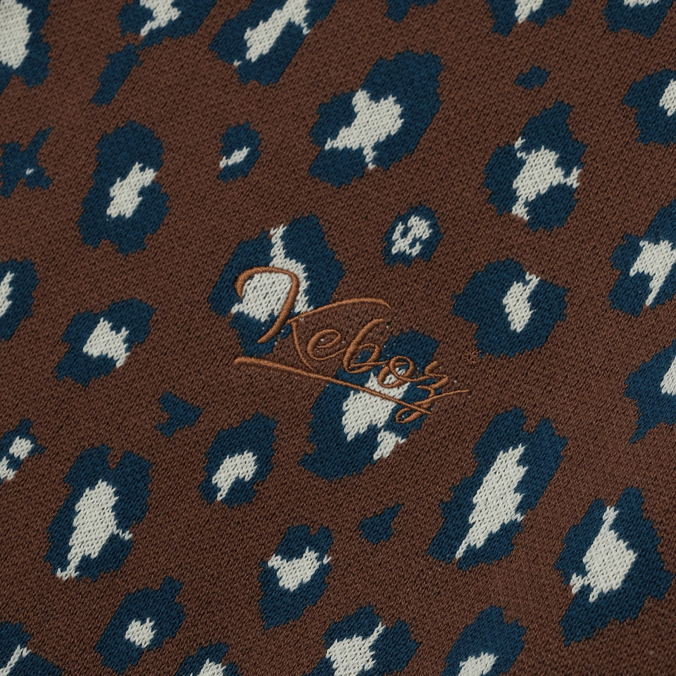 LEOPARD KNIT L/S POLO