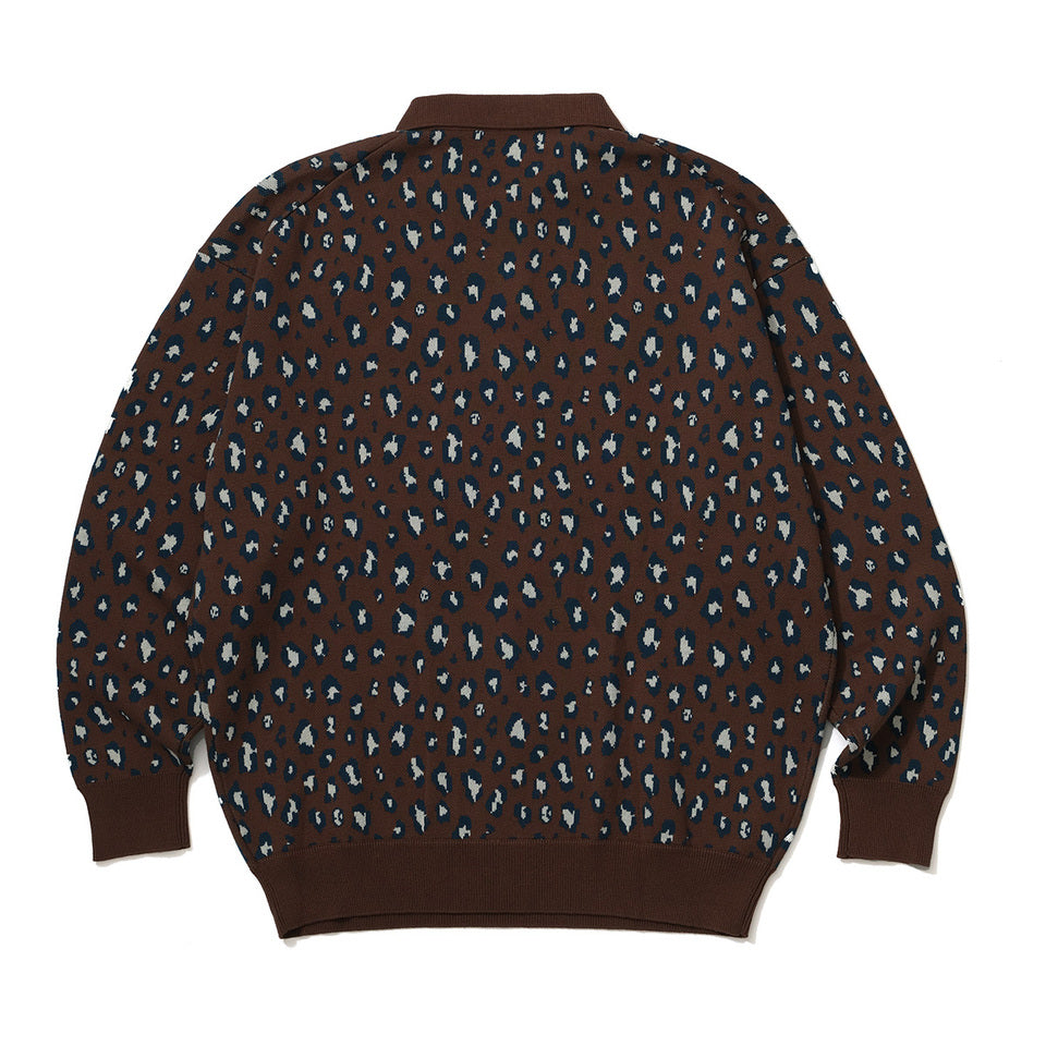LEOPARD KNIT L/S POLO