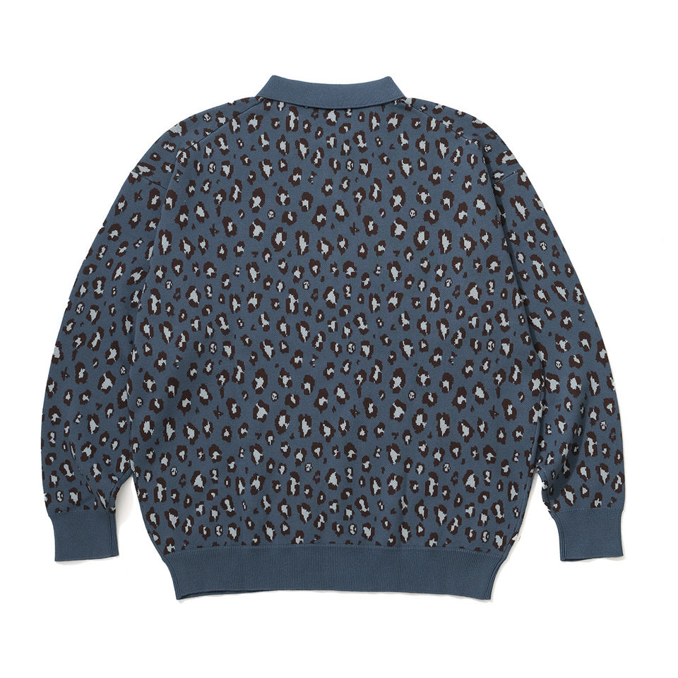 LEOPARD KNIT L/S POLO