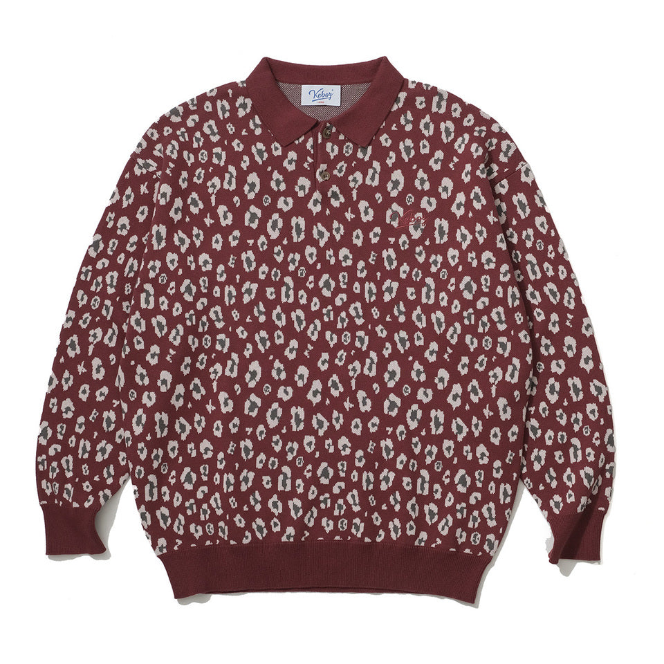 LEOPARD KNIT L/S POLO