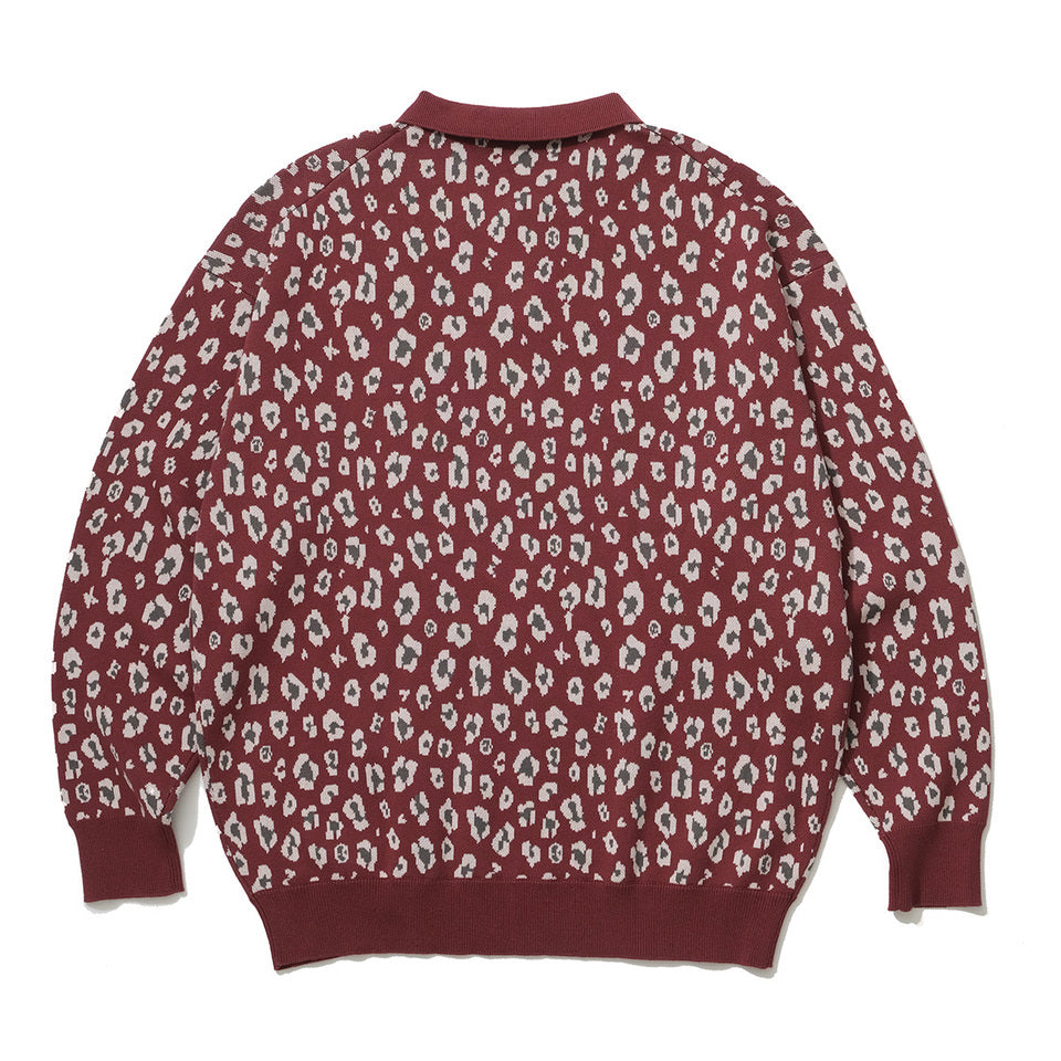 LEOPARD KNIT L/S POLO
