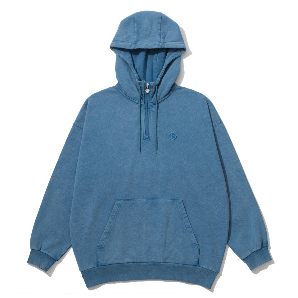 GARMENT DYE SWEAT HALF ZIP HOODIE