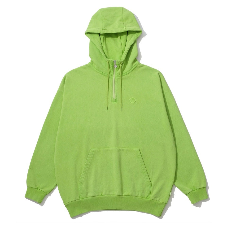 GARMENT DYE SWEAT HALF ZIP HOODIE
