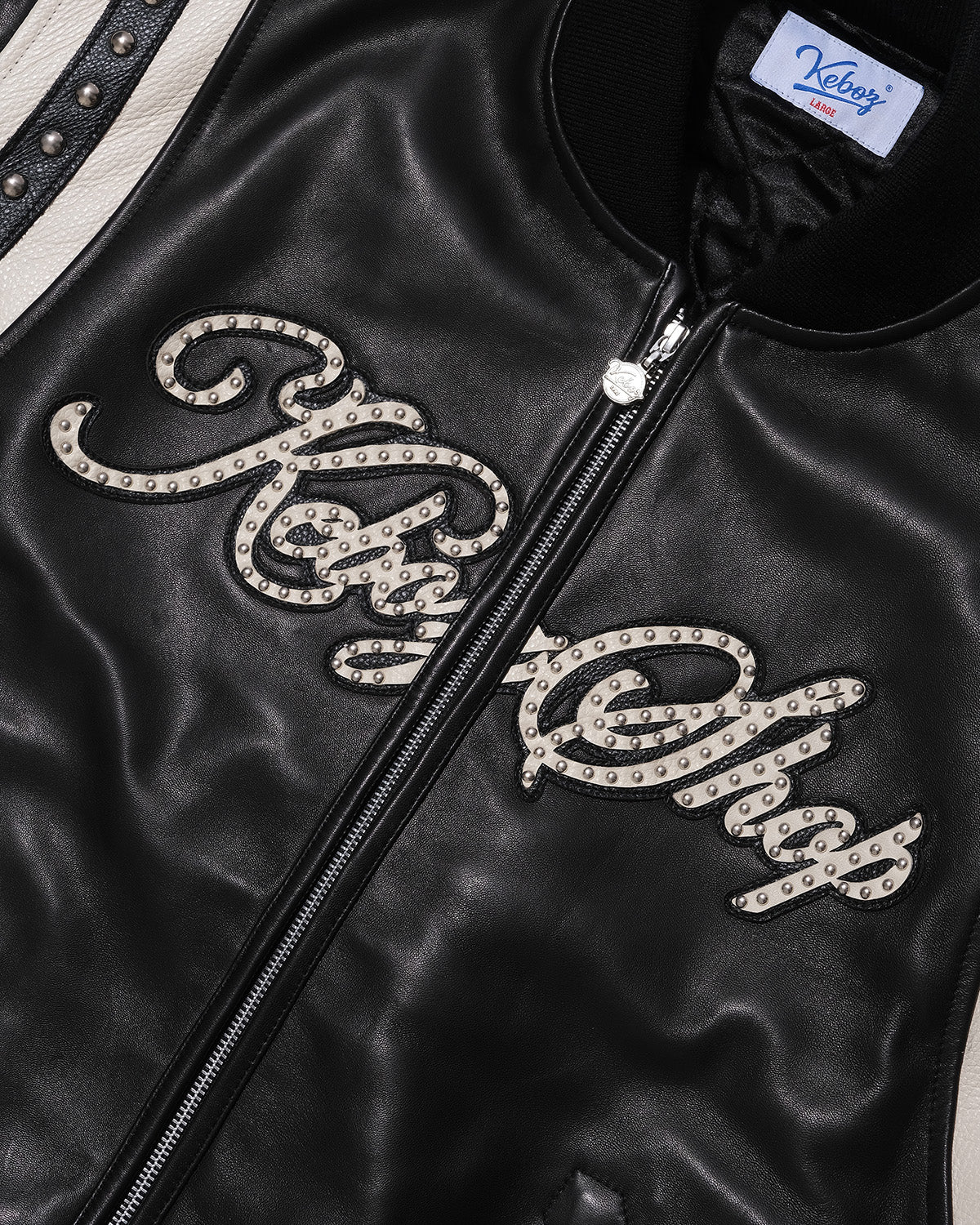 DAC STUDS LEATHER VARSITY JACKET