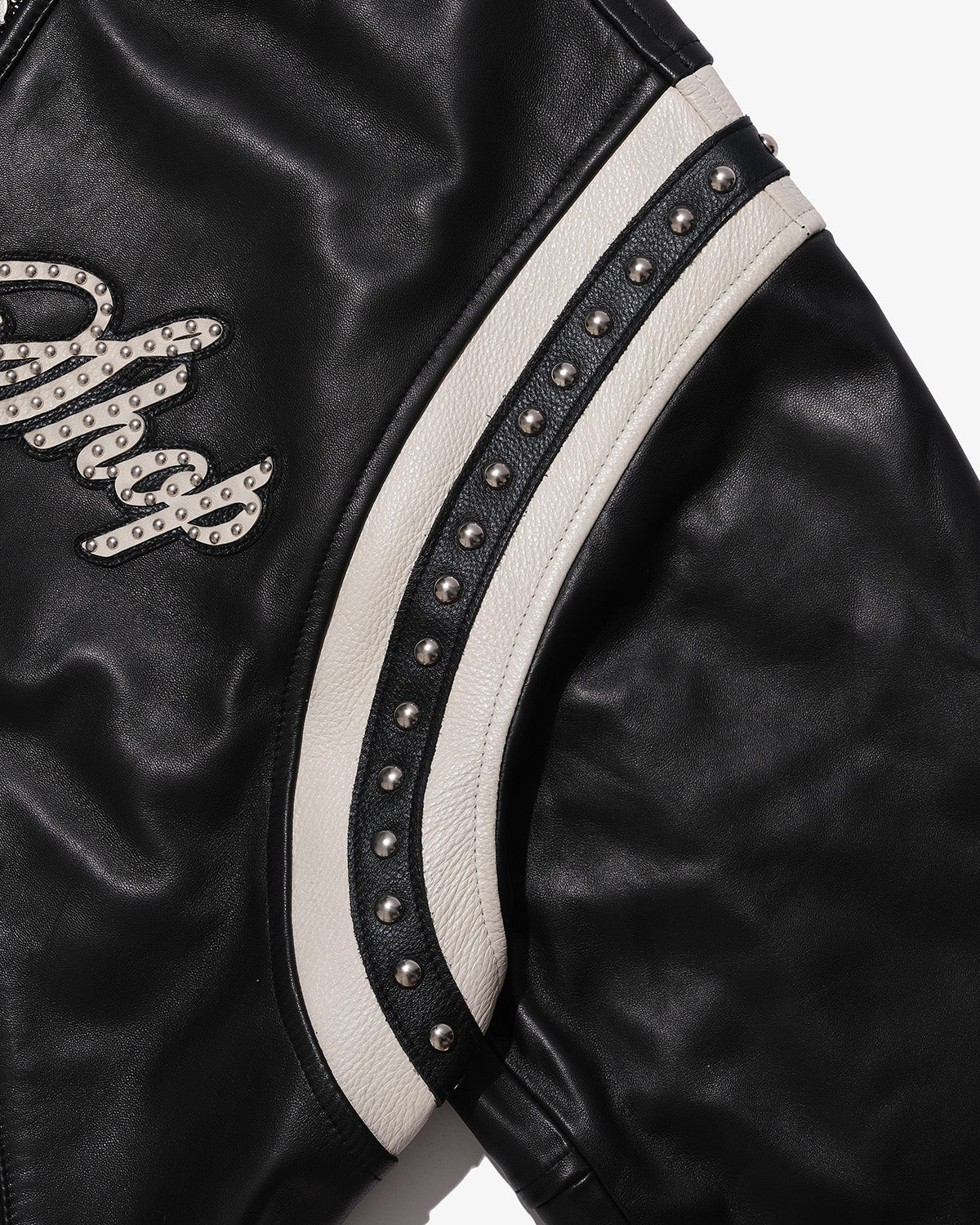 DAC STUDS LEATHER VARSITY JACKET