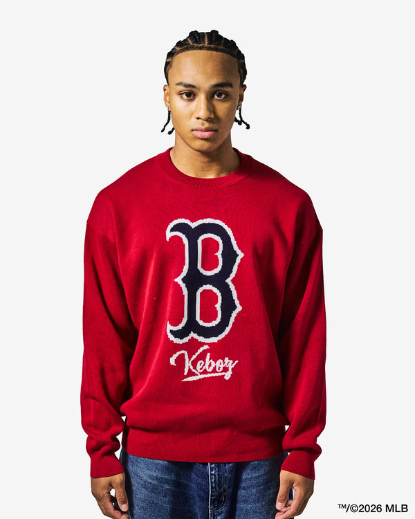 KEBOZ × MLB BOSTON RED SOX LOGO KNIT CREWNECK