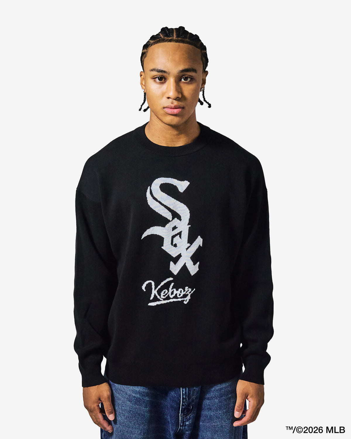 KEBOZ × MLB CHICAGO WHITE SOX LOGO KNIT CREWNECK