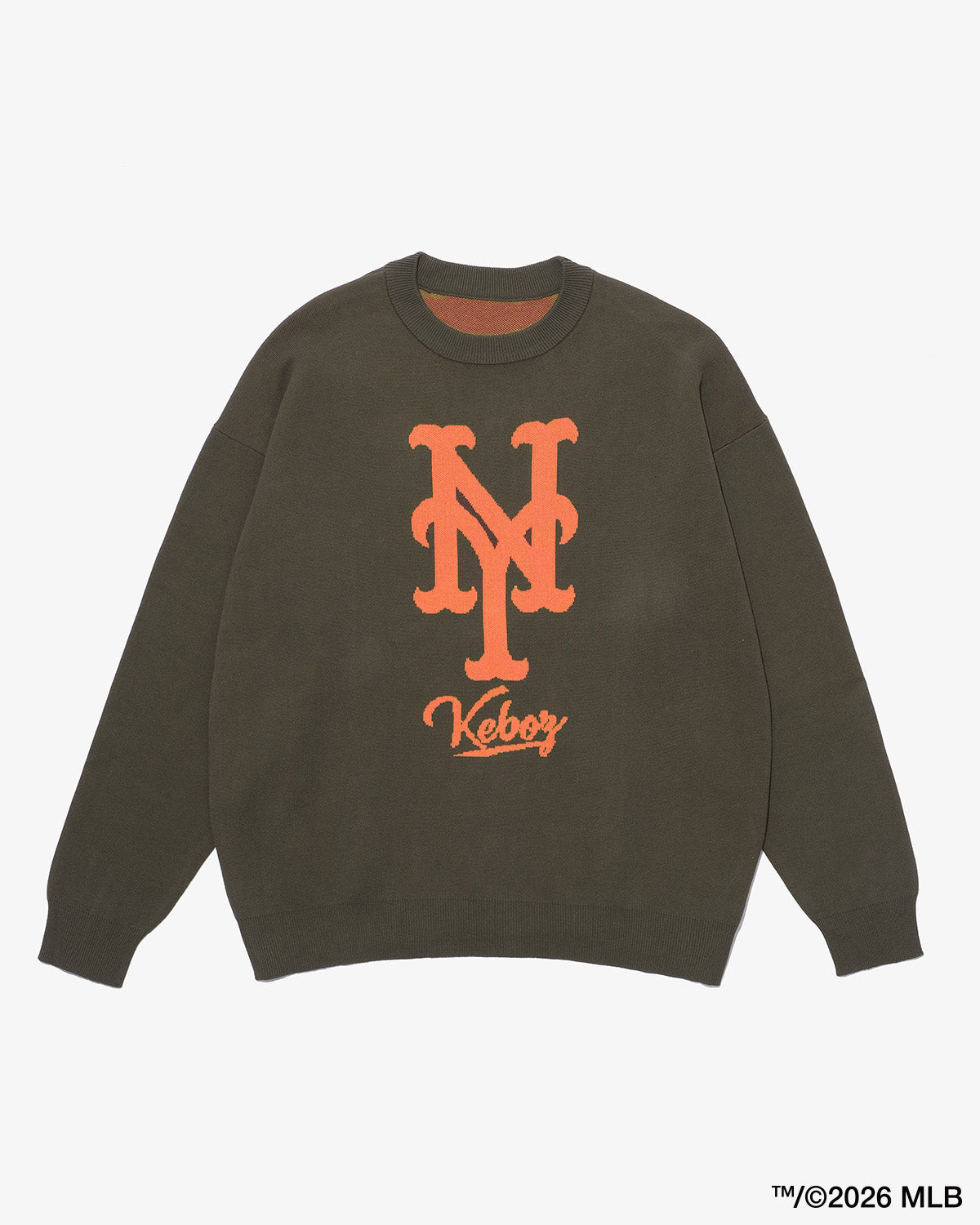 KEBOZ × MLB NEW YORK METS LOGO KNIT CREWNECK