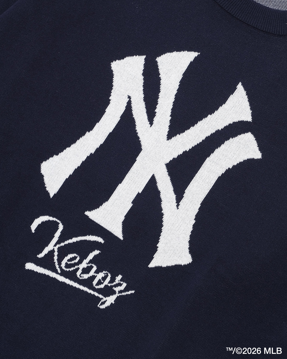 KEBOZ × MLB NEW YORK YANKEES LOGO KNIT CREWNECK