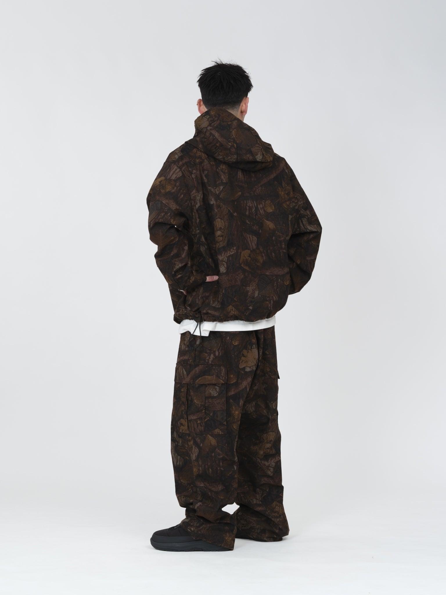COTTON RIPSTOP HALF ZIP HOODED SHIRT