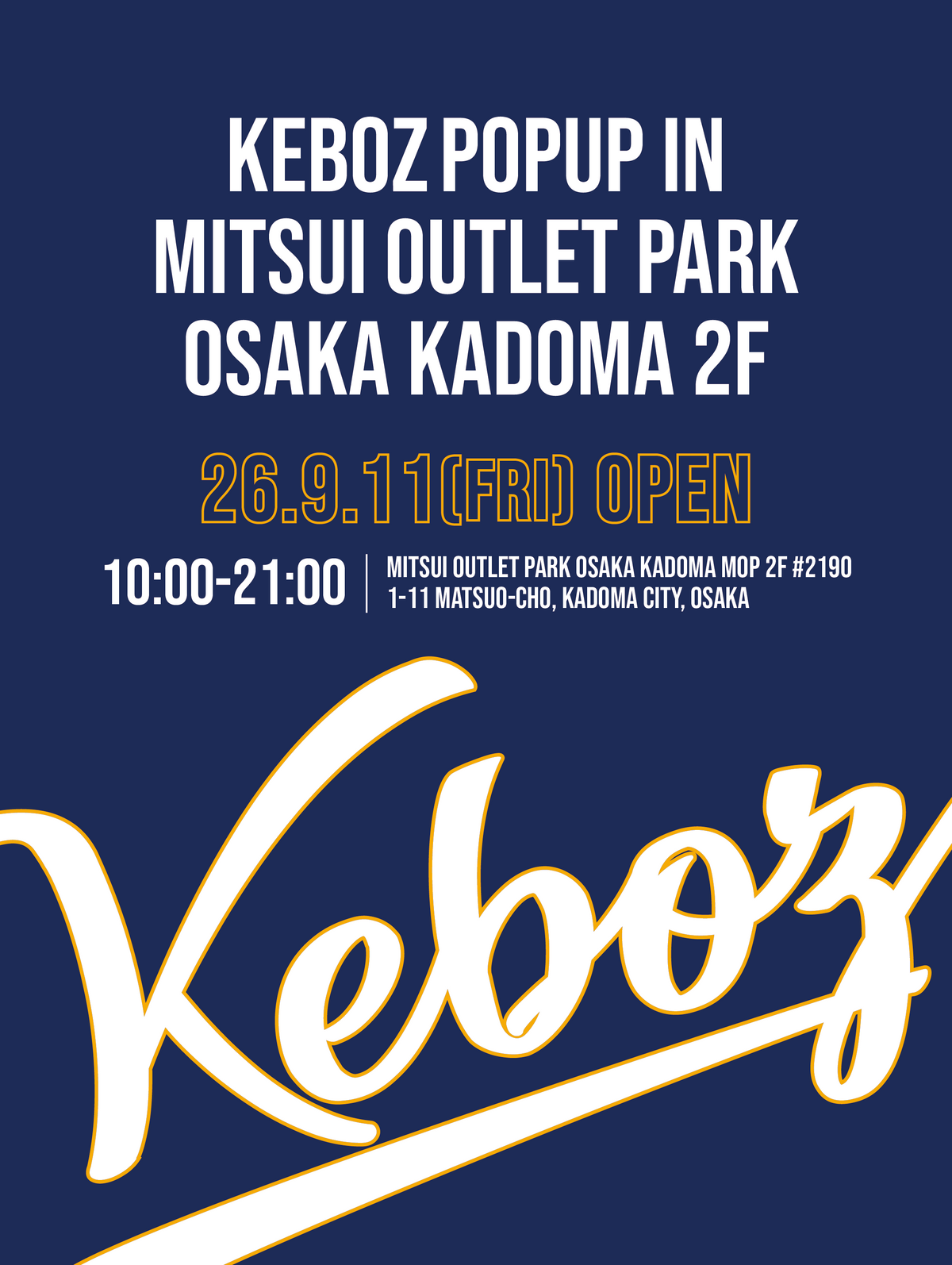 KEBOZ POP UP IN MITSUI OUTLET PARK OSAKA KADOMA