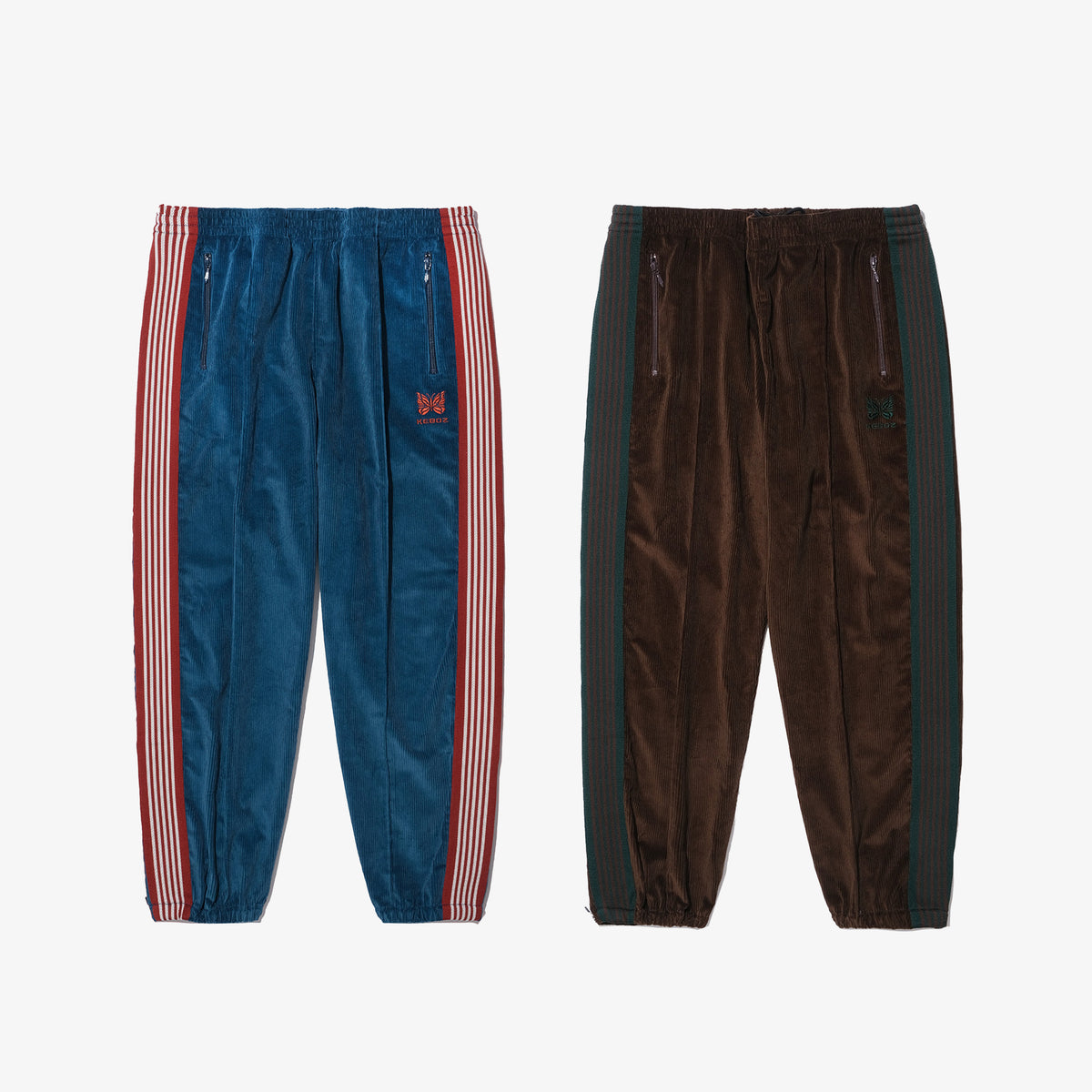 NEEDLES × KEBOZ CORDUROY ZIPPED TRACK PANTS 
