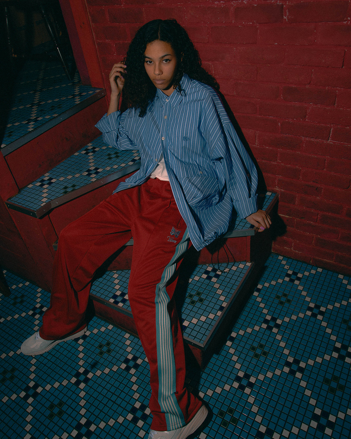 NEEDLES × KEBOZ TRACK PANTS REGULAR FIT