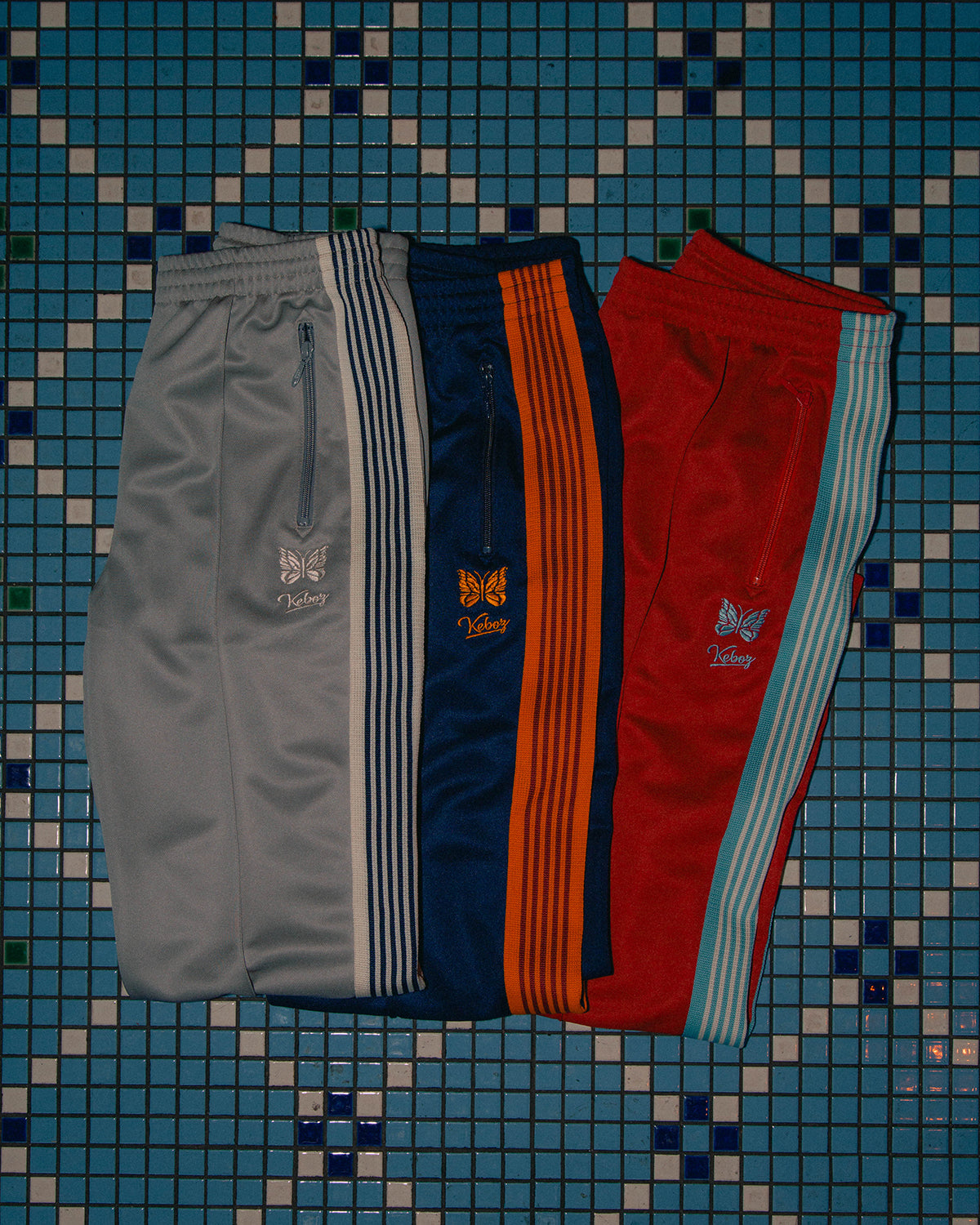 NEEDLES × KEBOZ TRACK PANTS REGULAR FIT