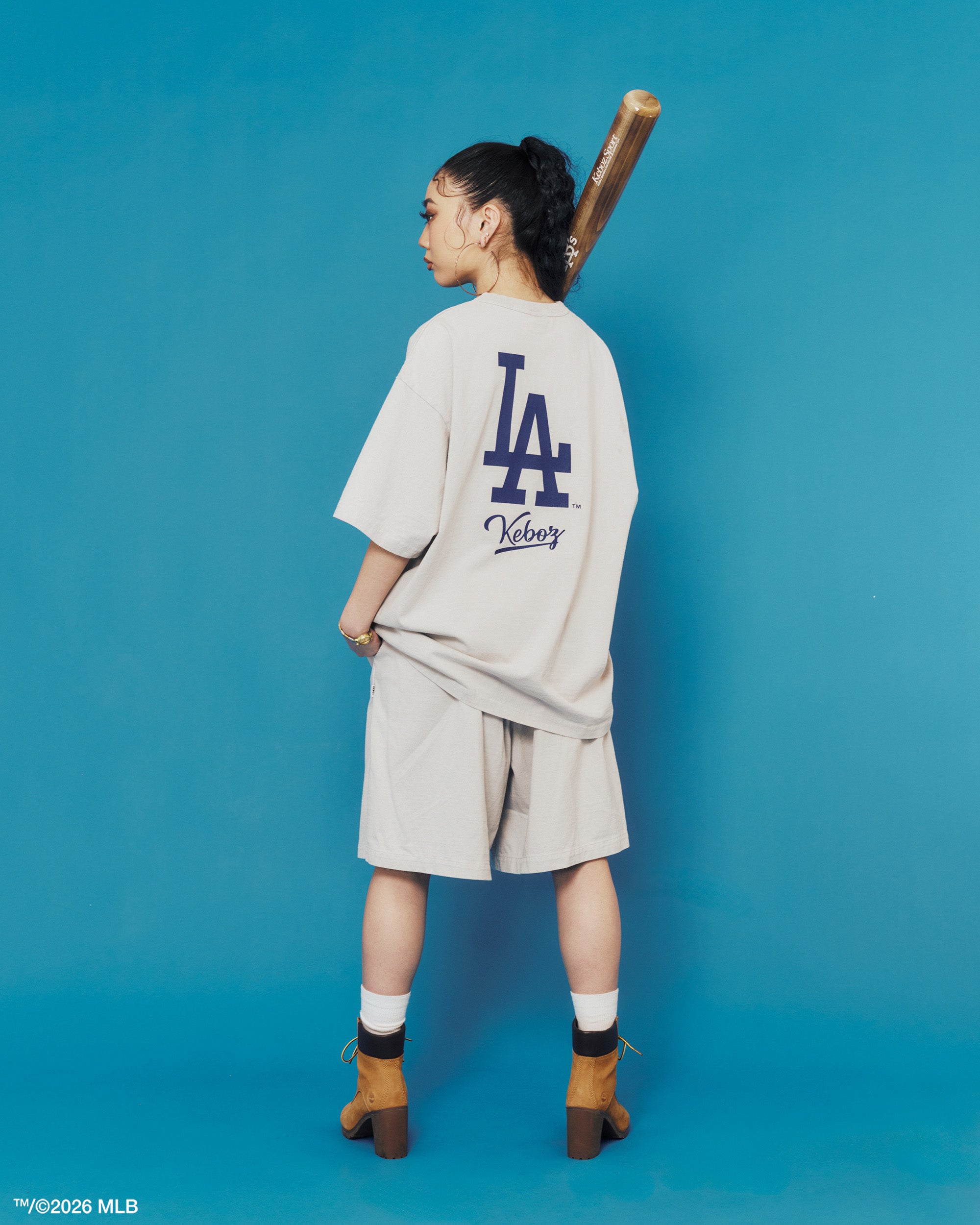 KEBOZ × MLB LOS ANGELES DODGERS LOGO WASHED TENJIKU SHORTS