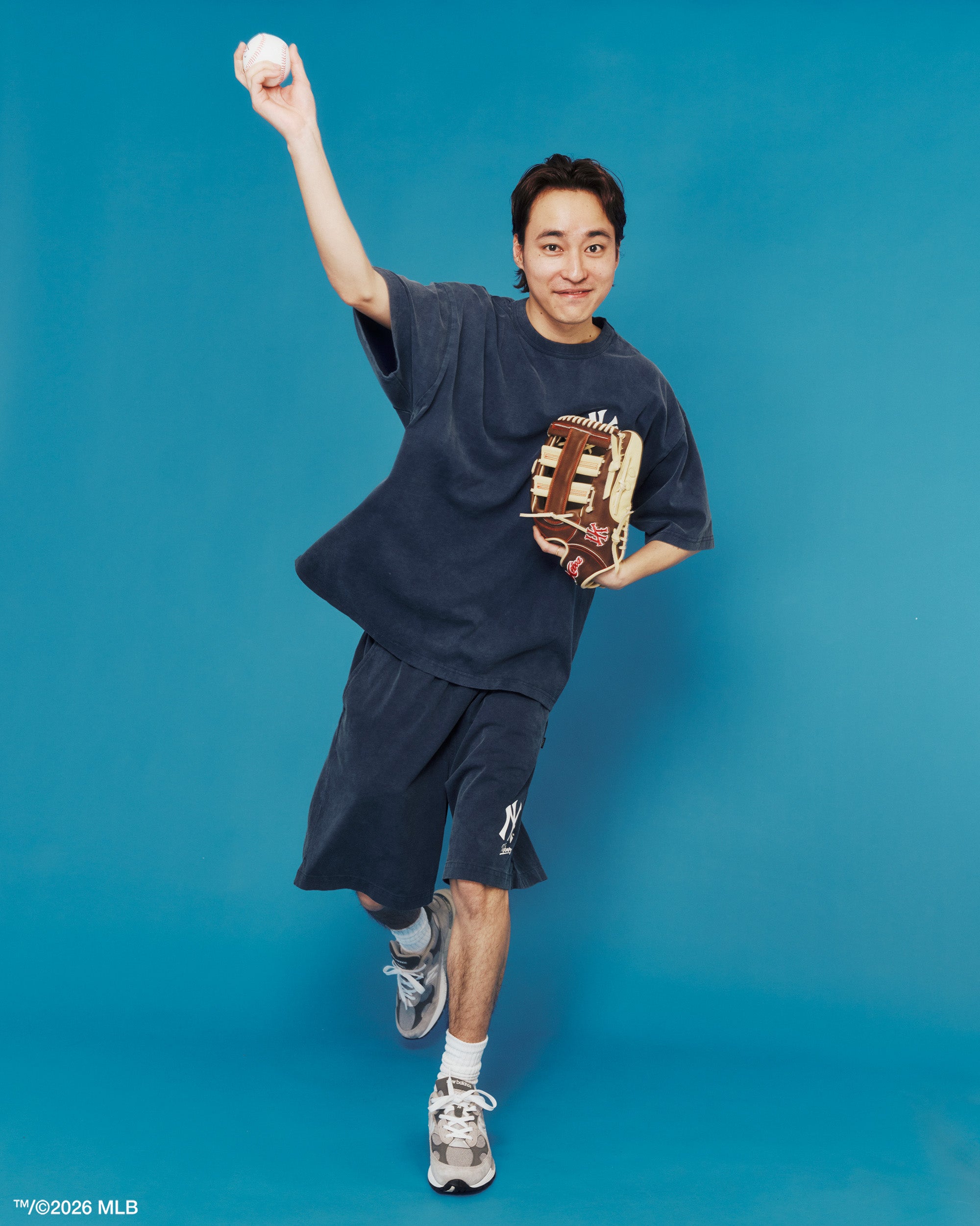 KEBOZ × MLB NEW YORK YANKEES LOGO WASHED S/S TEE
