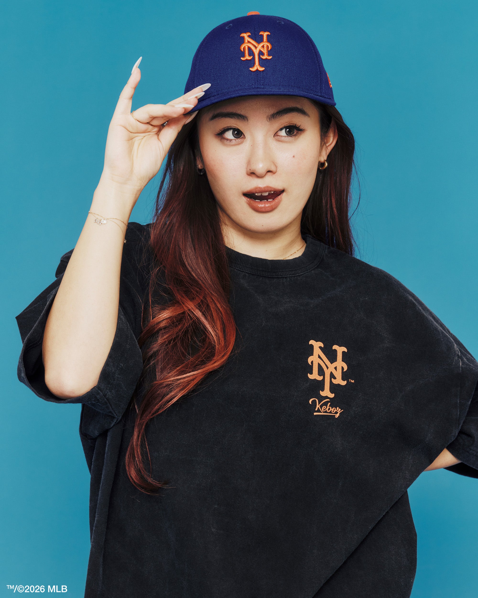 KEBOZ × MLB NEW YORK METS LOGO WASHED S/S TEE