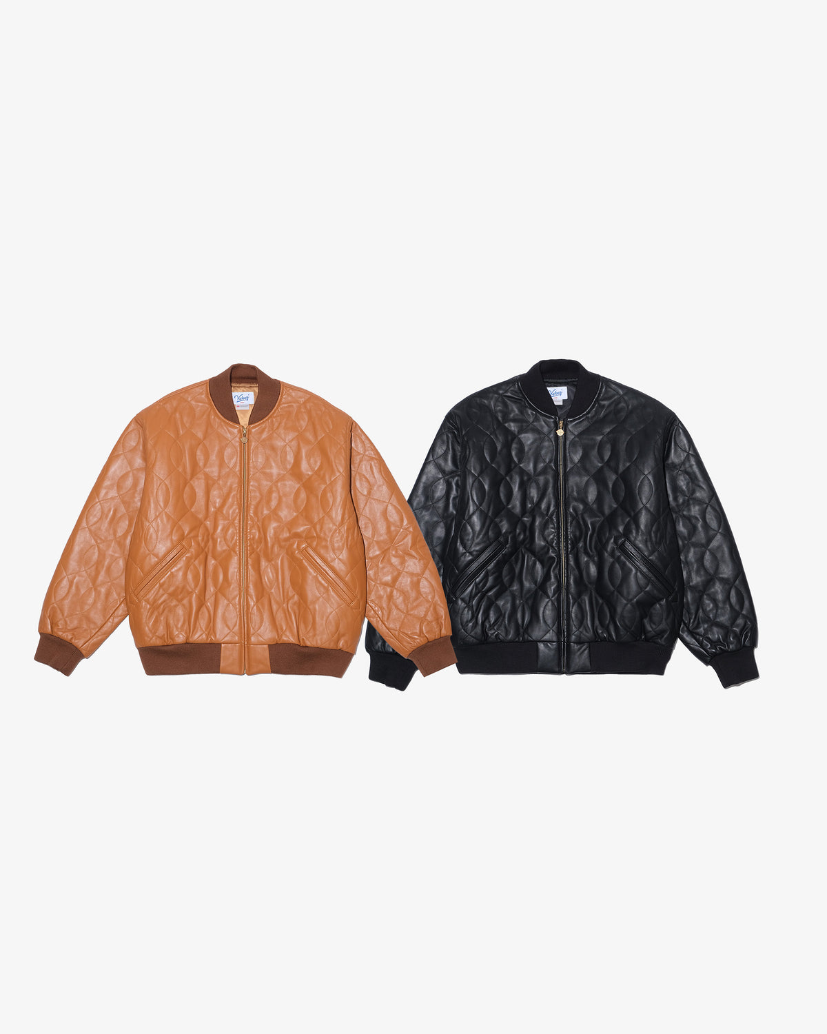 BALL QUILTING LEATHER VARSITY JACKET 