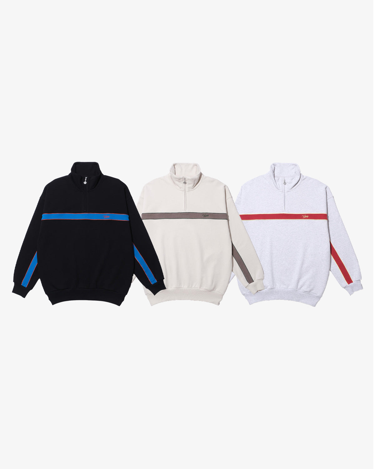 LINE PIPING HALF ZIP SWEAT PULLOVER