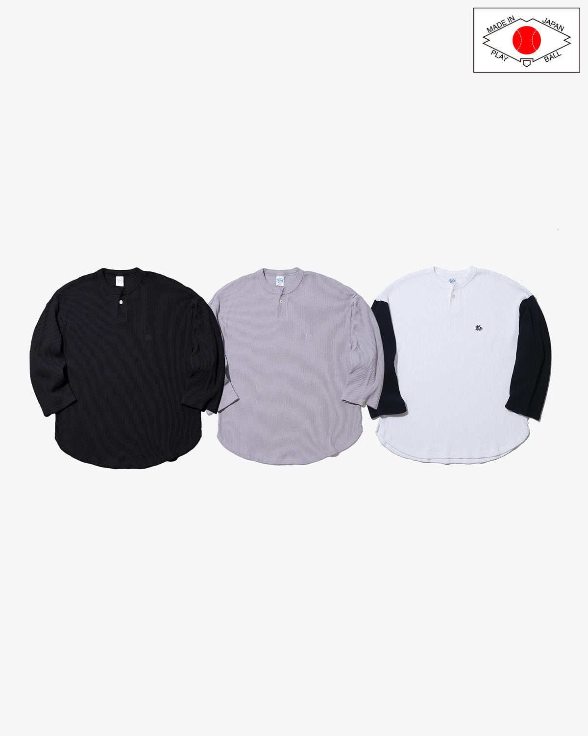 2TONE HEAVY WEIGHT WAFFLE HENLEY NECK