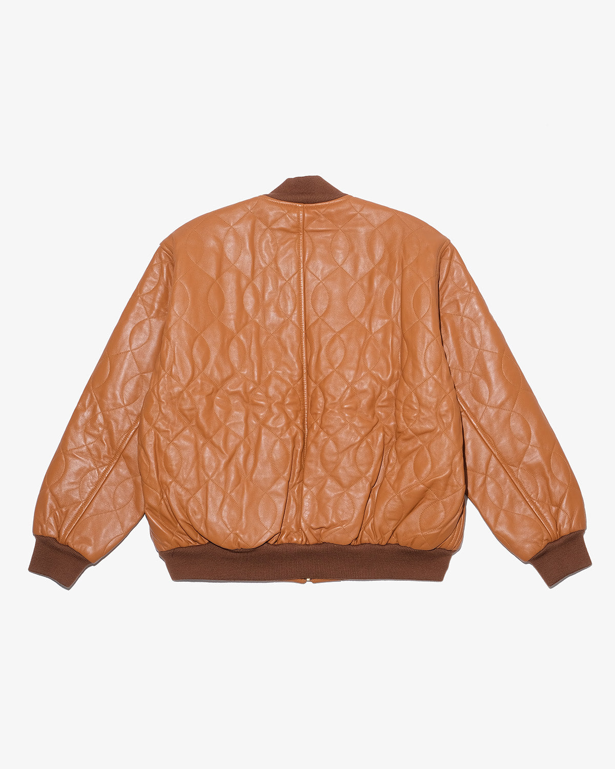 BALL QUILTING LEATHER VARSITY JACKET 