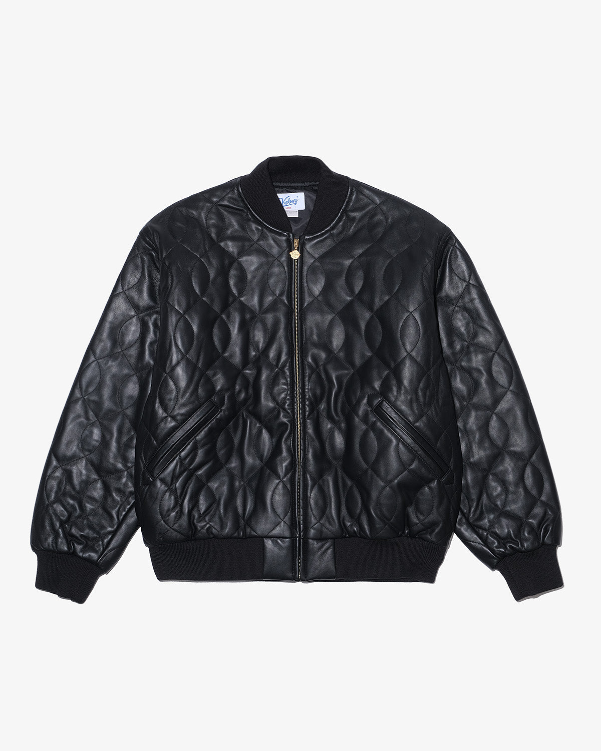 BALL QUILTING LEATHER VARSITY JACKET 