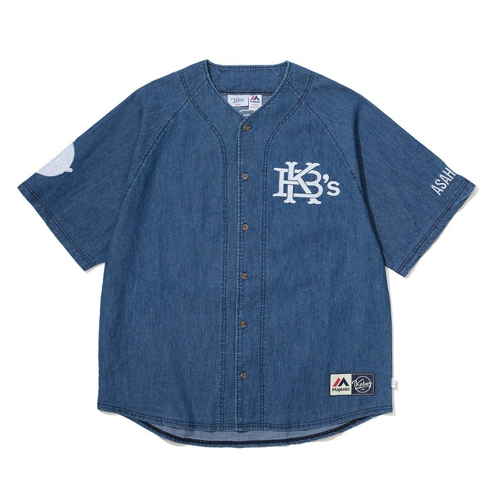 MAJESTIC×KEBOZ DENIM BASEBALL SHIRT