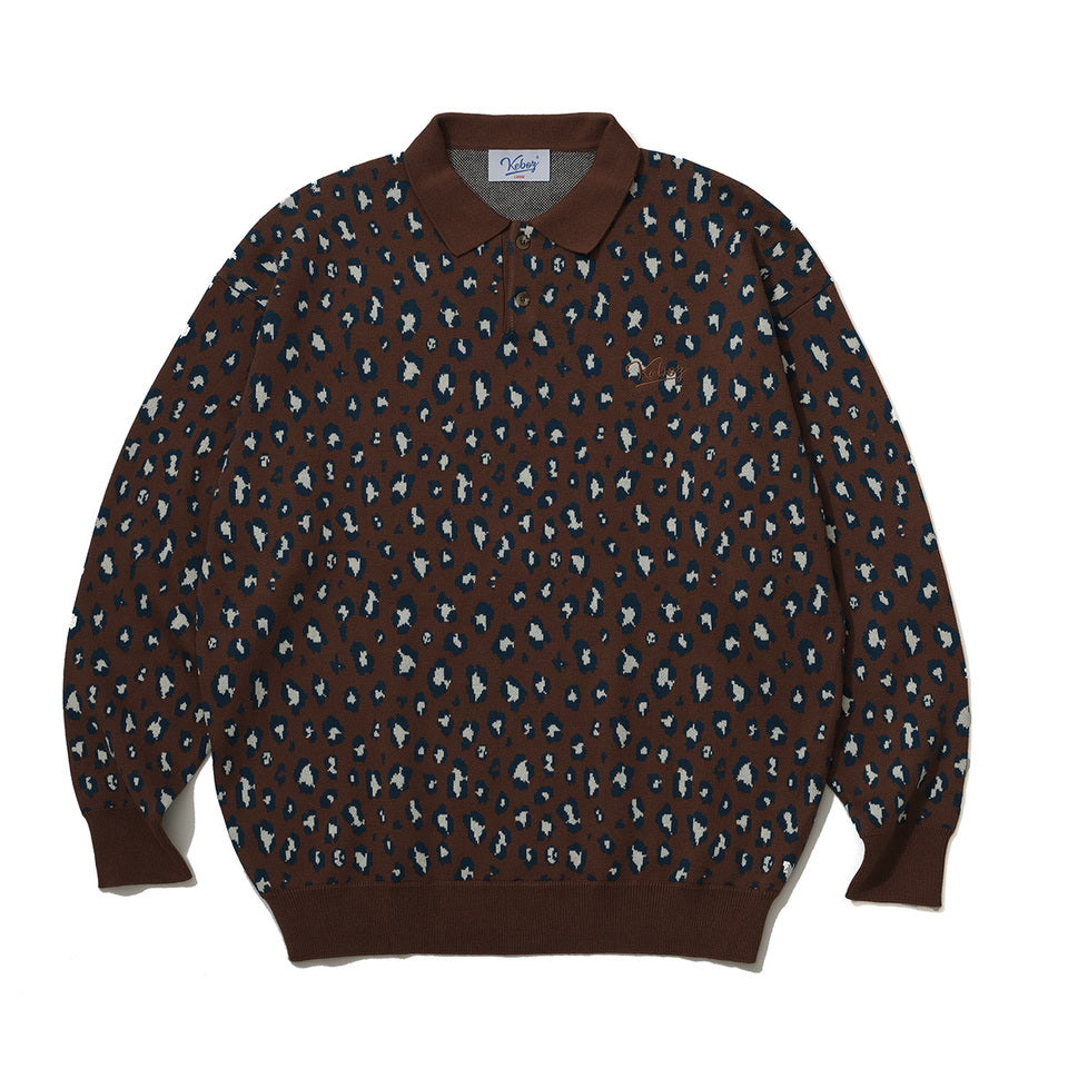 LEOPARD KNIT L/S POLO