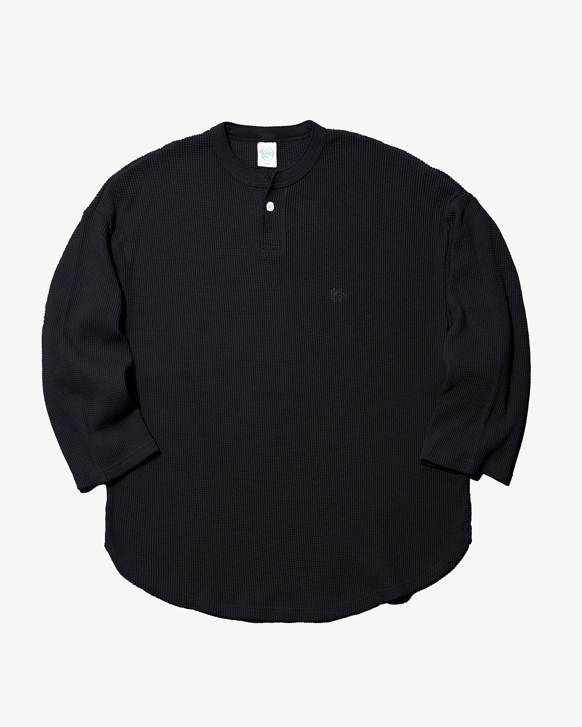 2TONE HEAVY WEIGHT WAFFLE HENLEY NECK