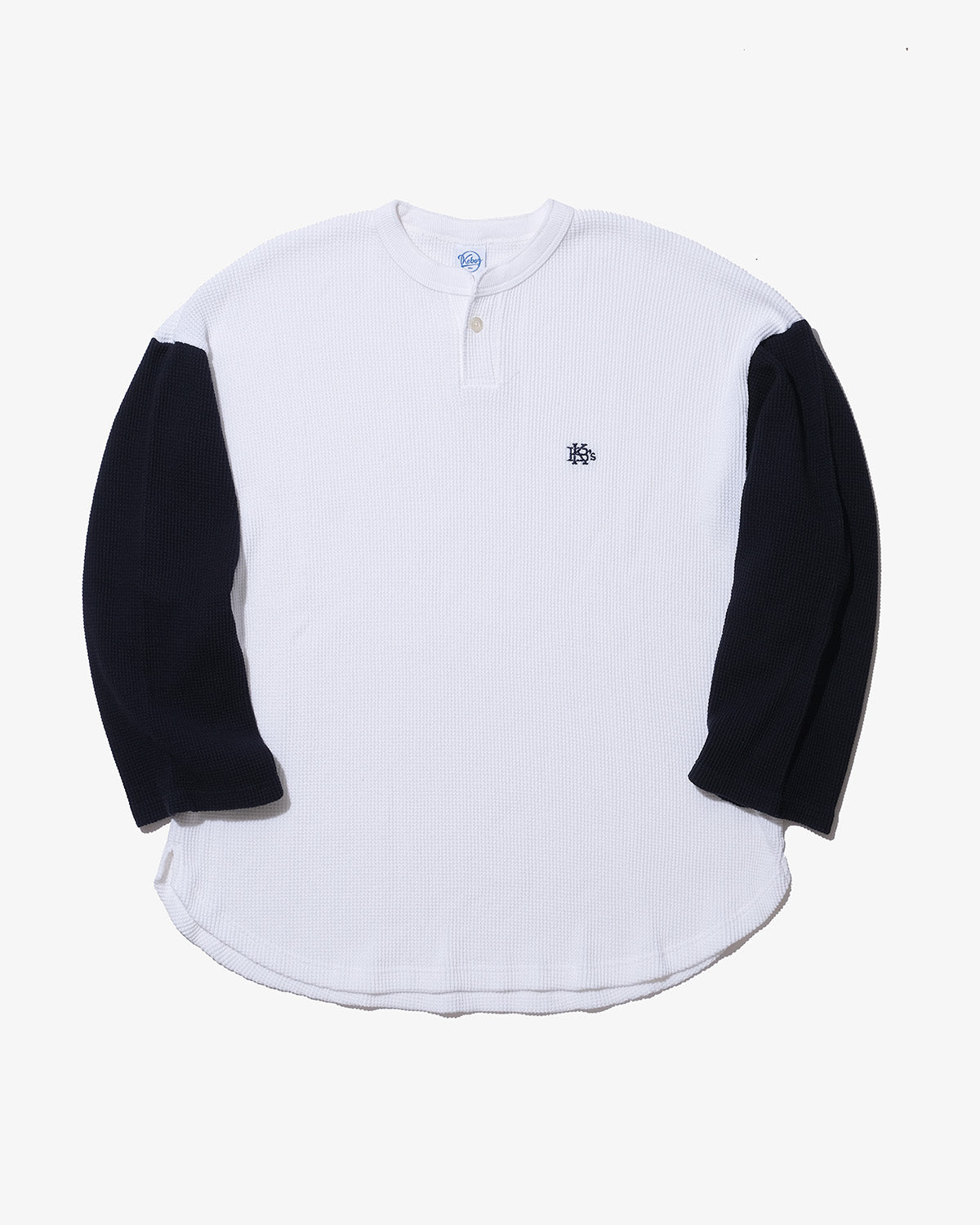 2TONE HEAVY WEIGHT WAFFLE HENLEY NECK