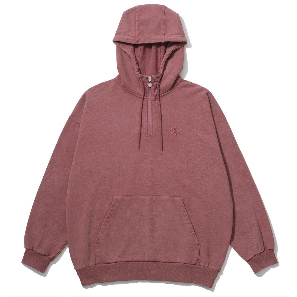 GARMENT DYE SWEAT HALF ZIP HOODIE