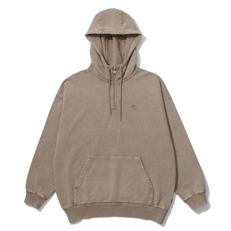 GARMENT DYE SWEAT HALF ZIP HOODIE