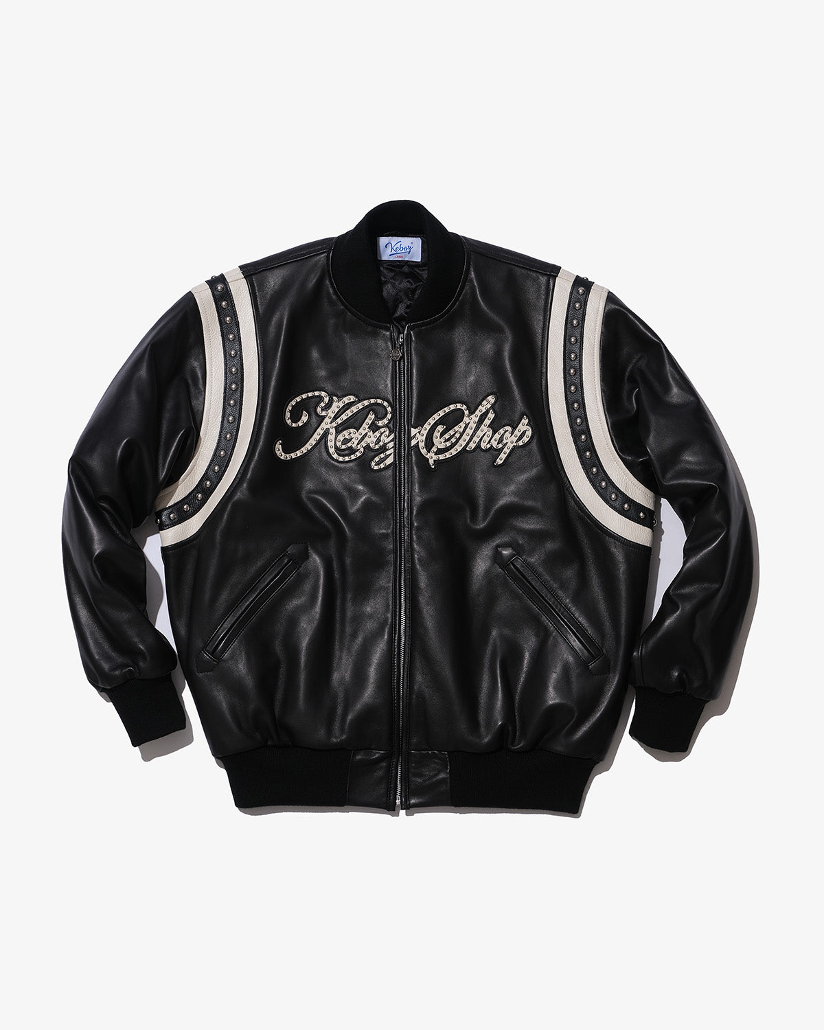 DAC STUDS LEATHER VARSITY JACKET